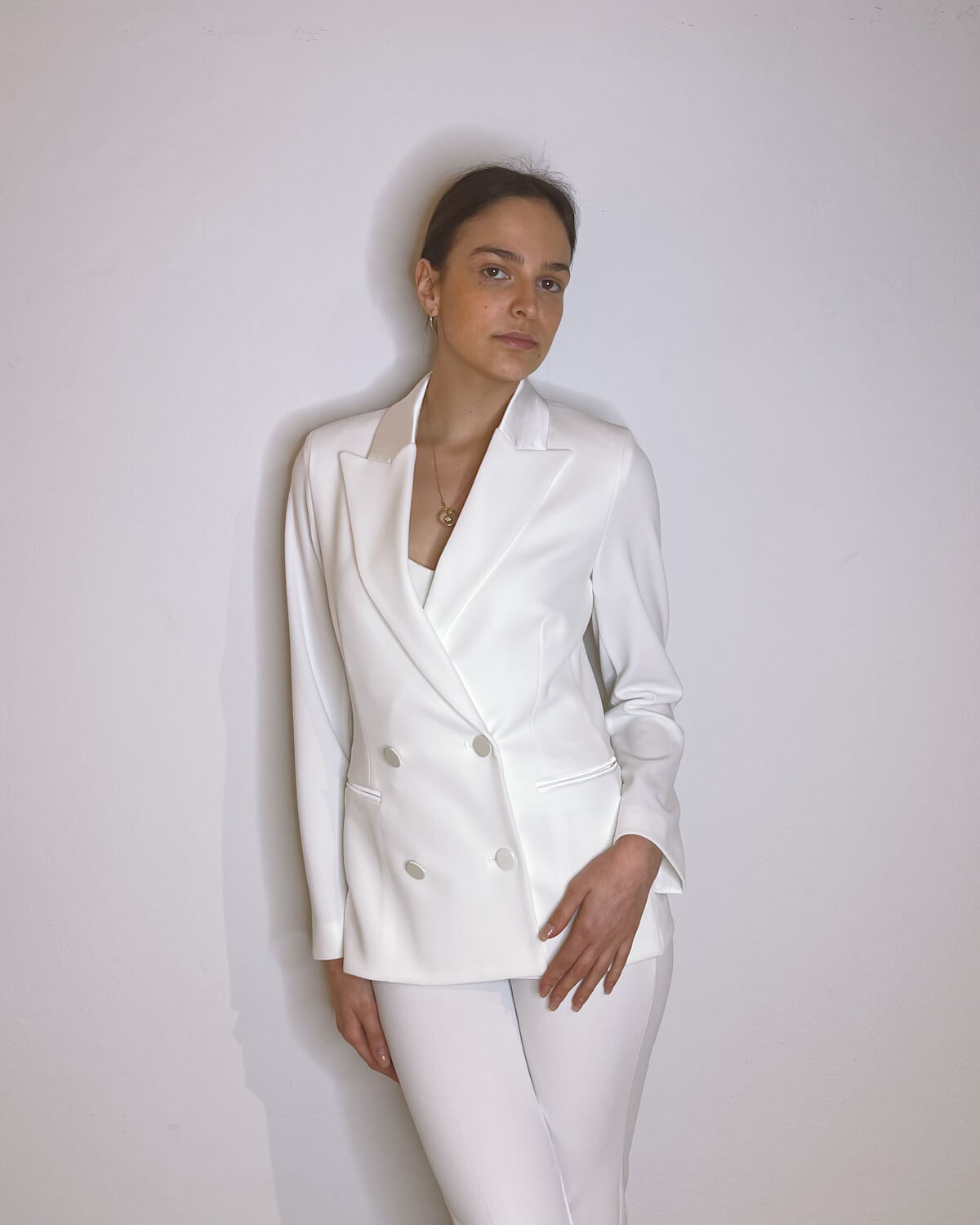 BLAZER DOPPIOPETTO CON DETTAGLI IN RASO - CALLIOPE BIANCO - Mirror Clothing