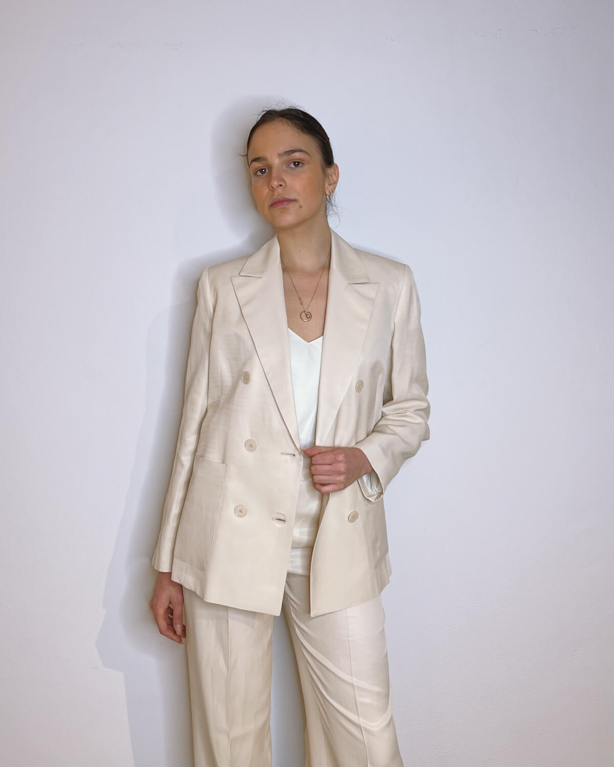 BLAZER MISTO LINO DOPPIOPETTO - VITTORIA CHAMPAGNE - Mirror Clothing
