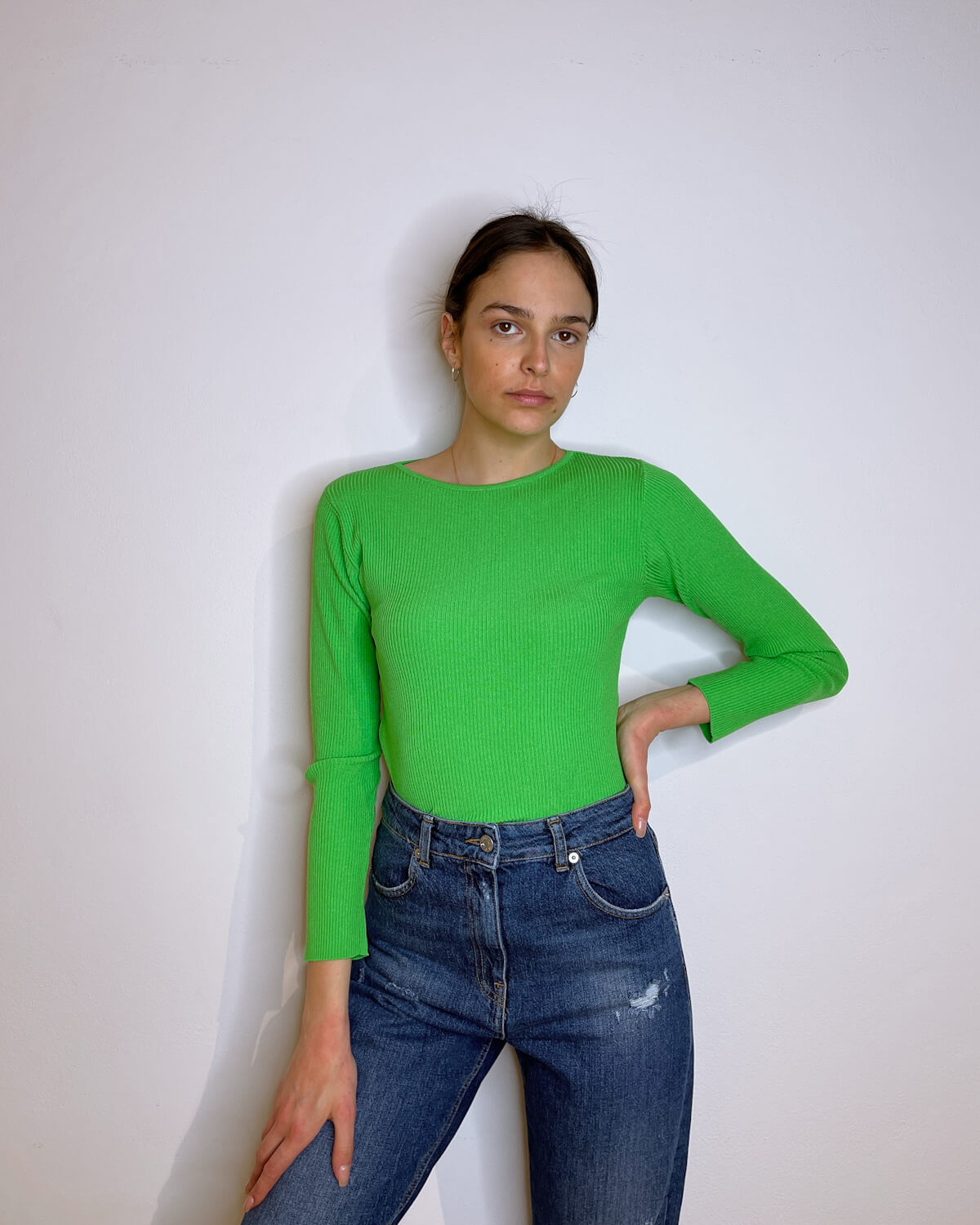 MAGLIA A COSTINE CON SCHIENA SCOPERTA VERDE MELA - Mirror Clothing