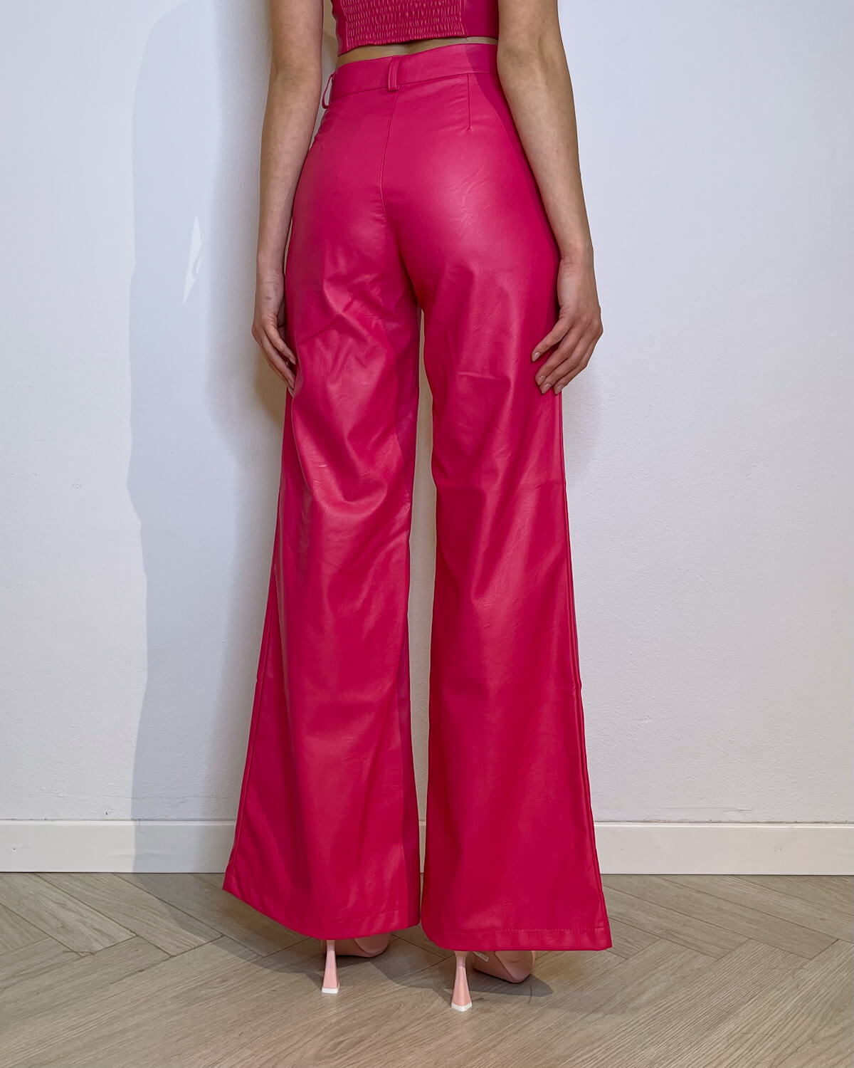 PANTALONE A PALAZZO IN ECOPELLE - Mirror Clothing