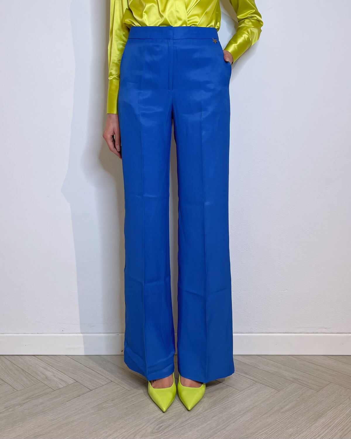 PANTALONE MISTO LINO A PALAZZO - VITTORIA BLU - Mirror Clothing
