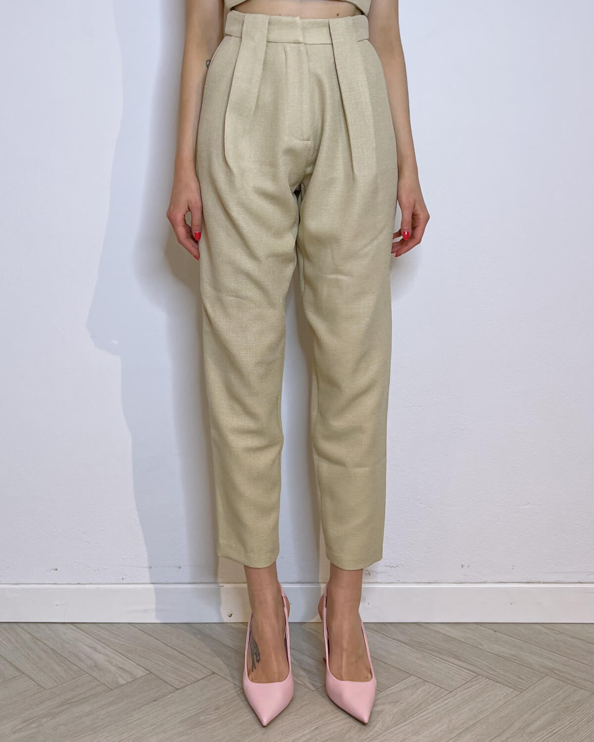 PANTALONE MISTO LINO SLOUCHY - GRETA SABBIA - Mirror Clothing