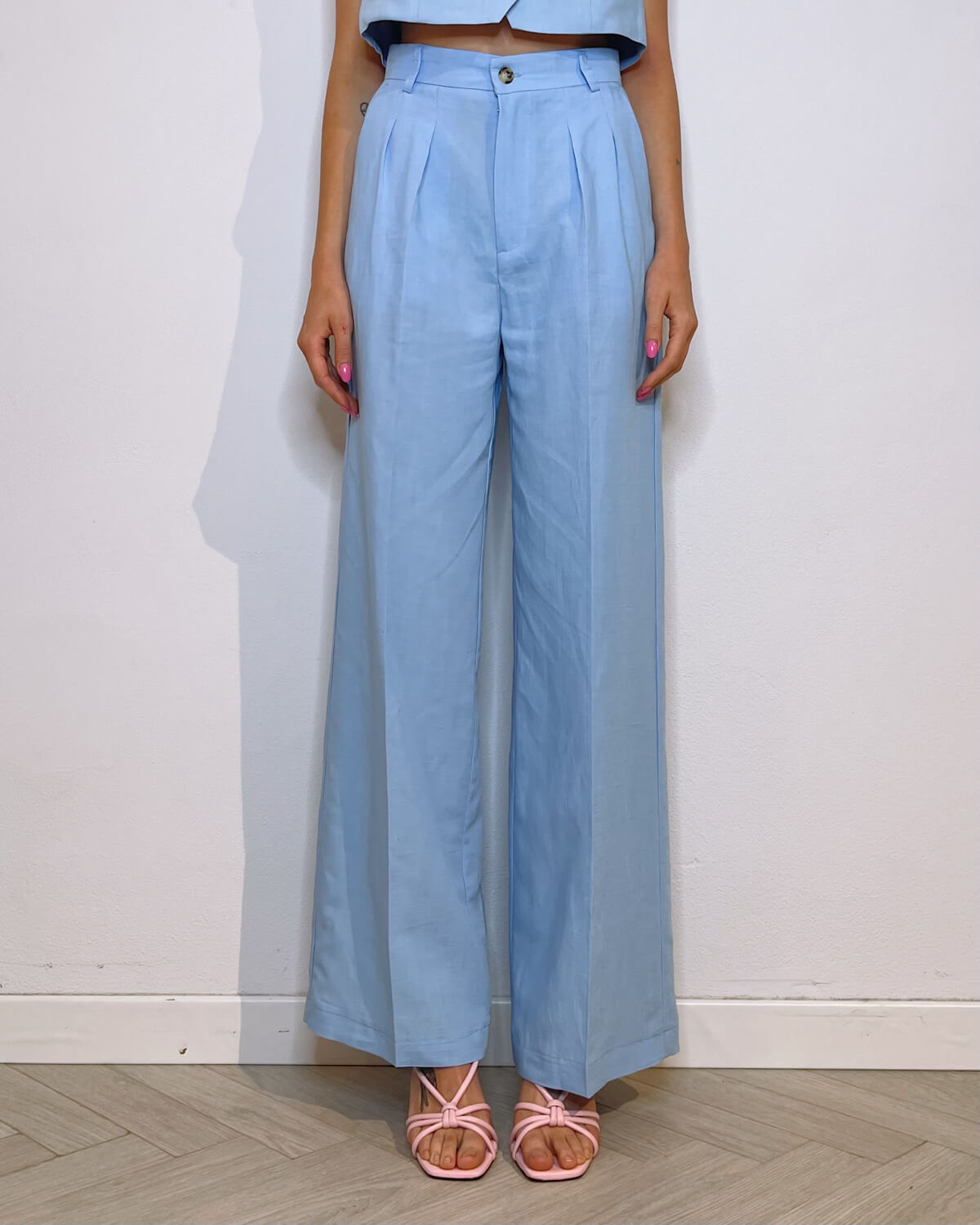 PANTALONE IN LINO CON PINCES - REBECCA CELESTE - Mirror Clothing