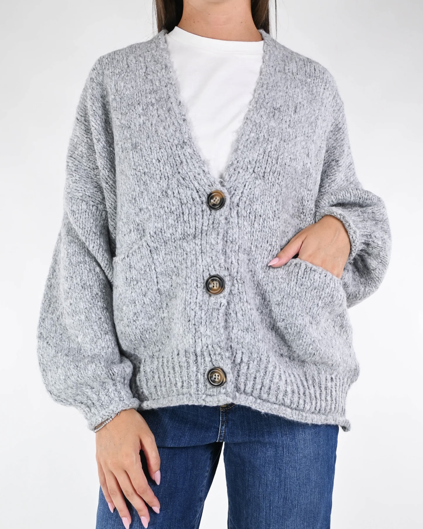 Alternative view of CARDIGAN CON BOTTONI EFFETTO LEGNO - HAVEONE