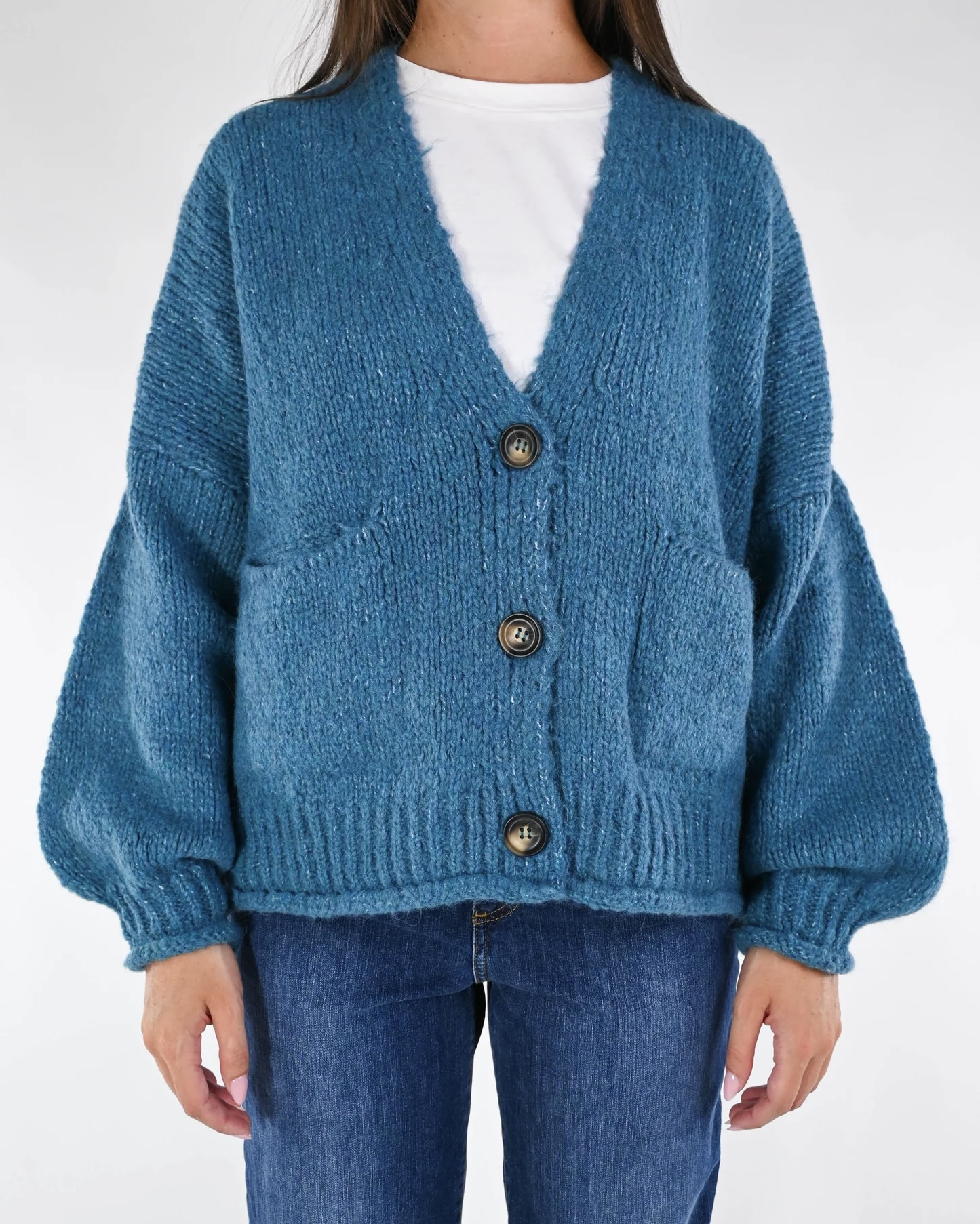 CARDIGAN CON BOTTONI EFFETTO LEGNO - HAVEONE