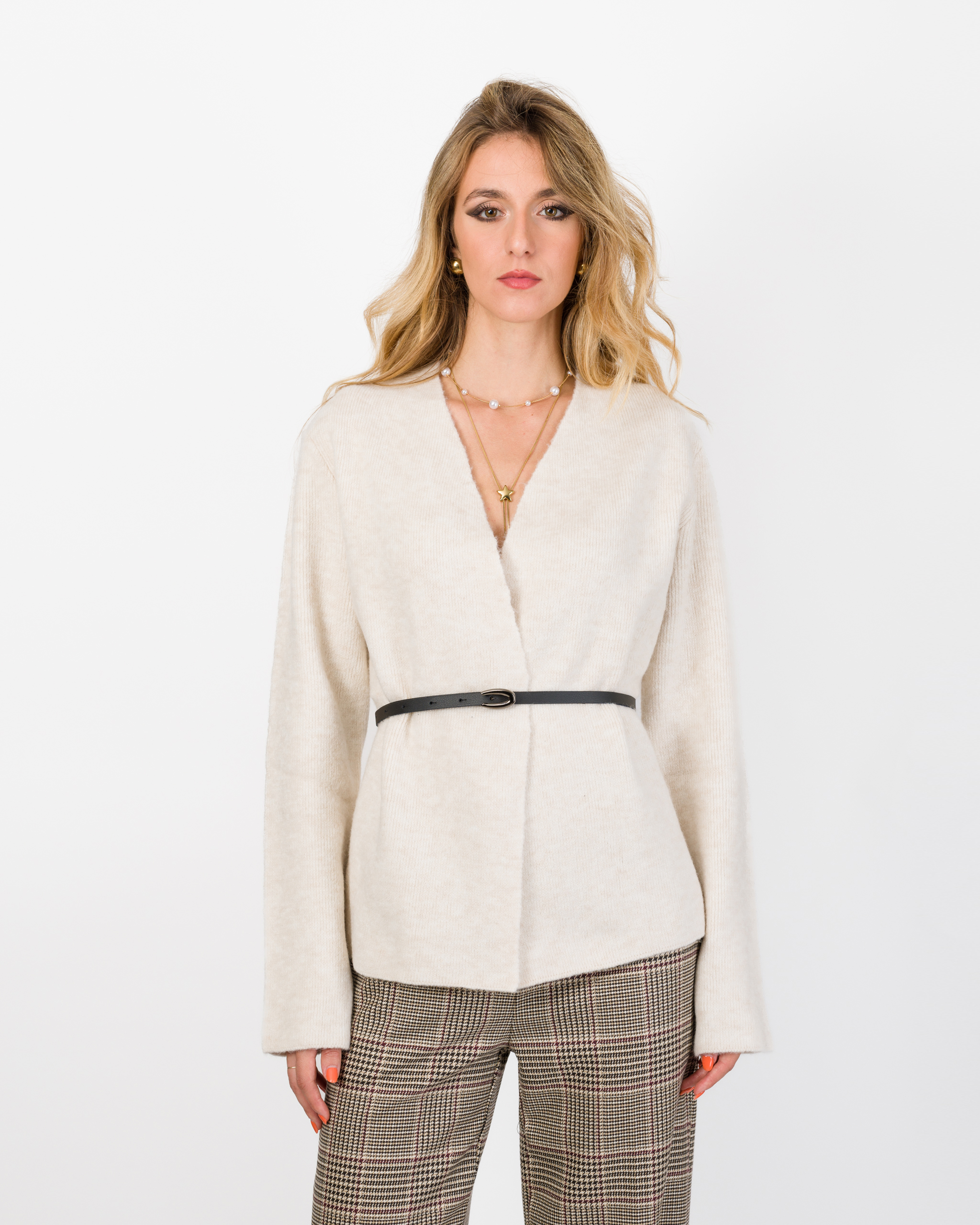 CARDIGAN CON CINTURA MISTO LANA - KONTATTO