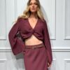 BLUSA EFFETTO STROPICCIATO CON NODO E MANICA A CAMPANA - FLAMINIA - HAVEONE