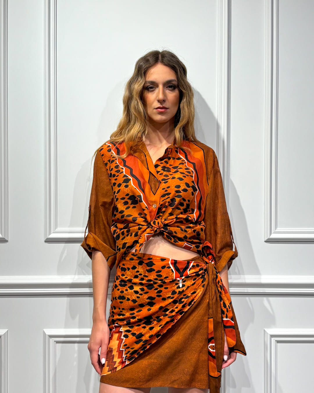 CAMICIA ALLA COREANA IN FANTASIA MACULATA - VANESSA - HAVEONE