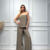 COORD MISTO LINO TOP A FASCIA E PANTALONE A PALAZZO - IRIS - KONTATTO