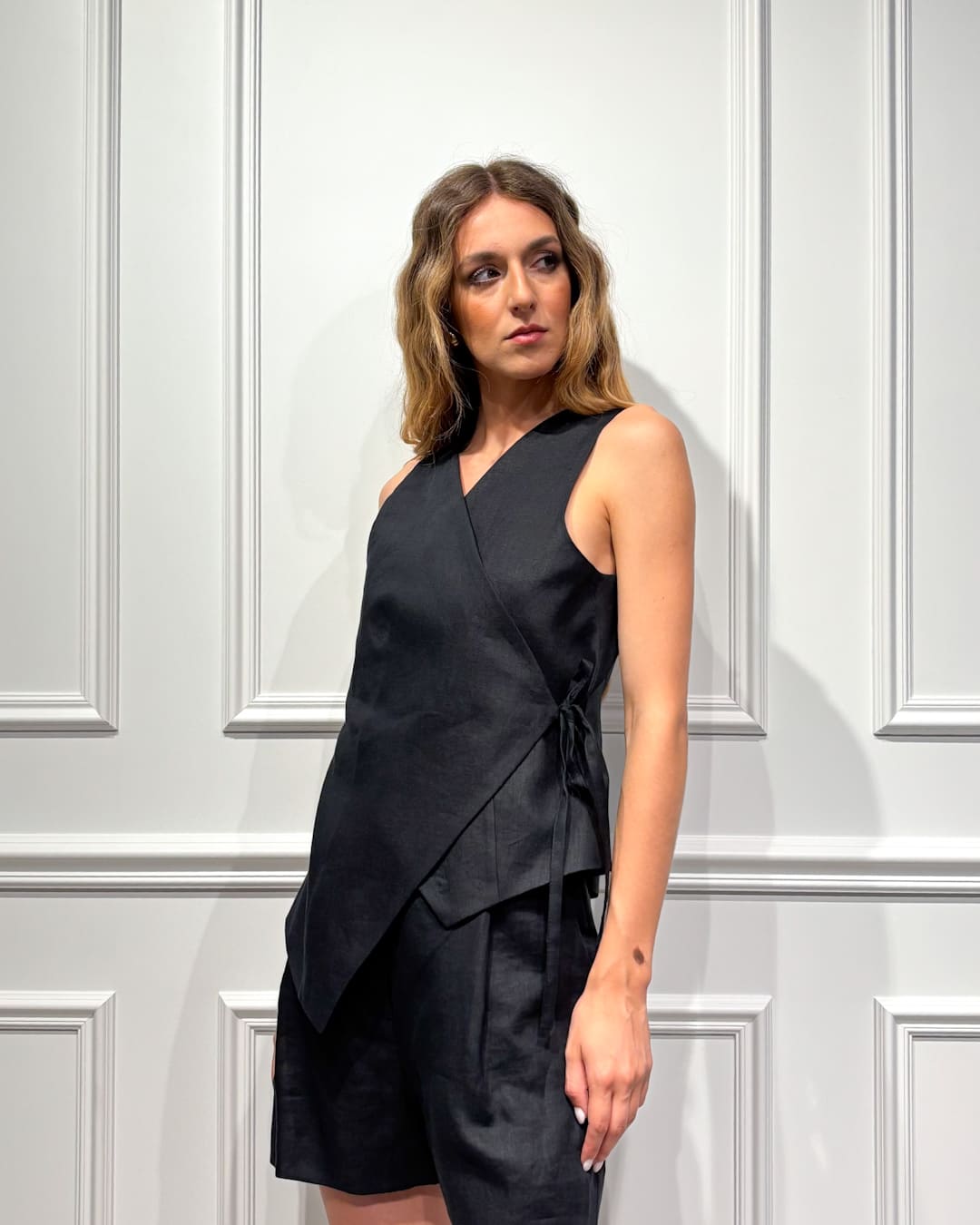 GILET 100% LINO AD INCROCIO - BEA - HAVEONE