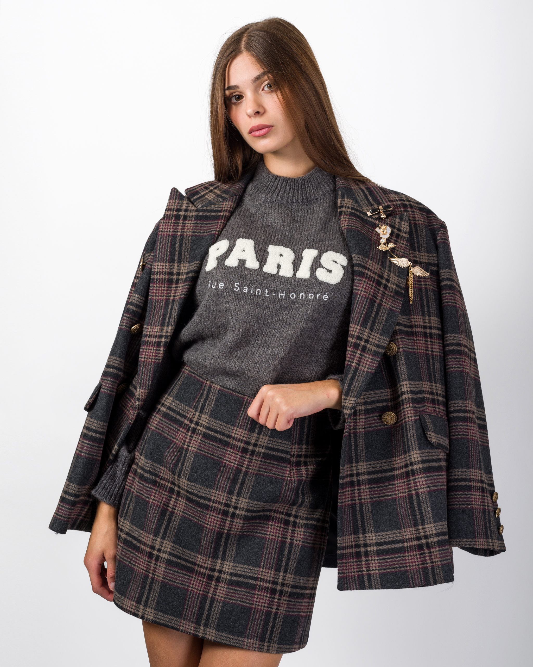 BLAZER DOPPIOPETTO CHECK CON SPILLE - BLAIR - DIXIE