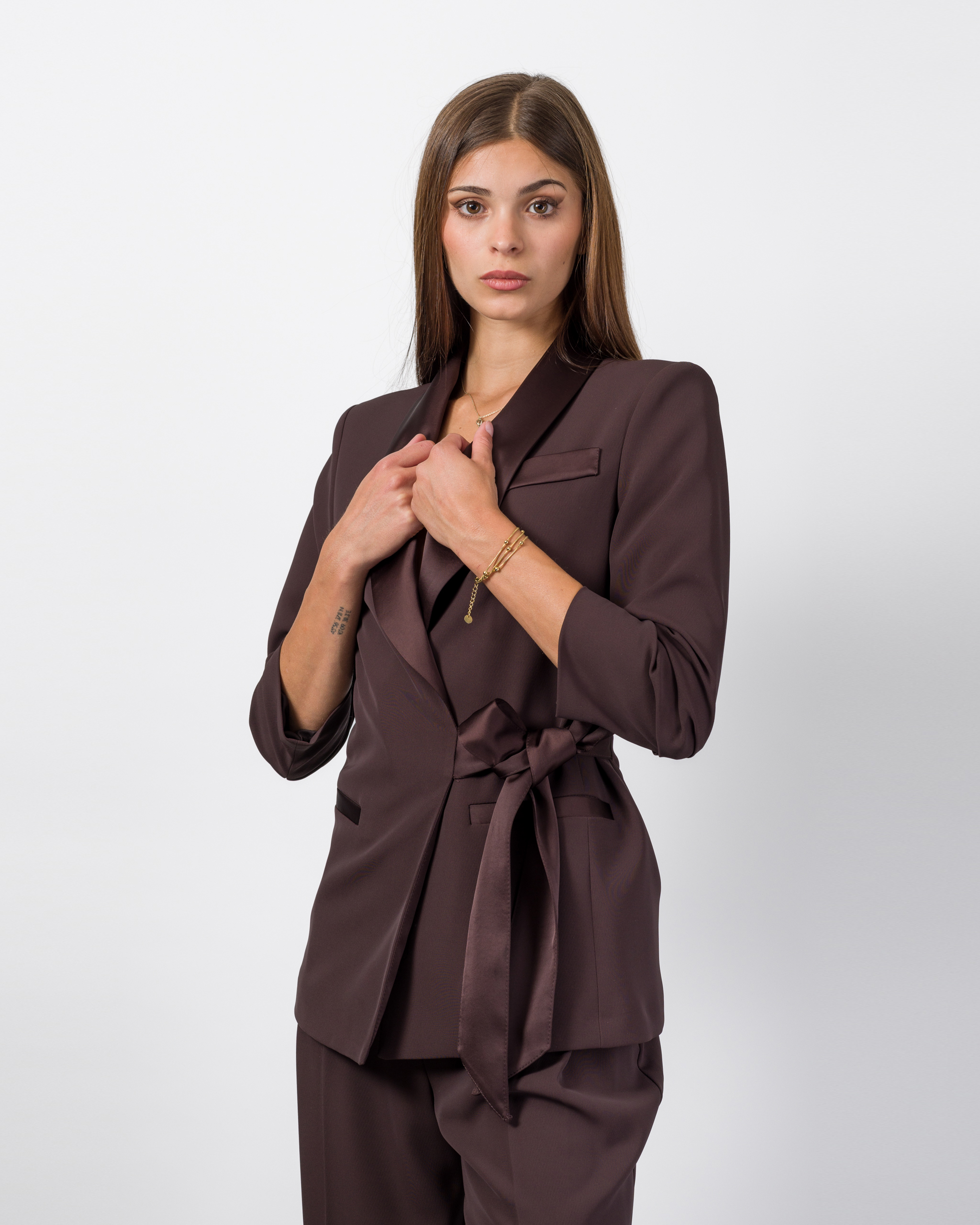 Alternative view of BLAZER CON FUSCIACCA E DETTAGLI IN RASO - CAROLINA - IMPERIAL