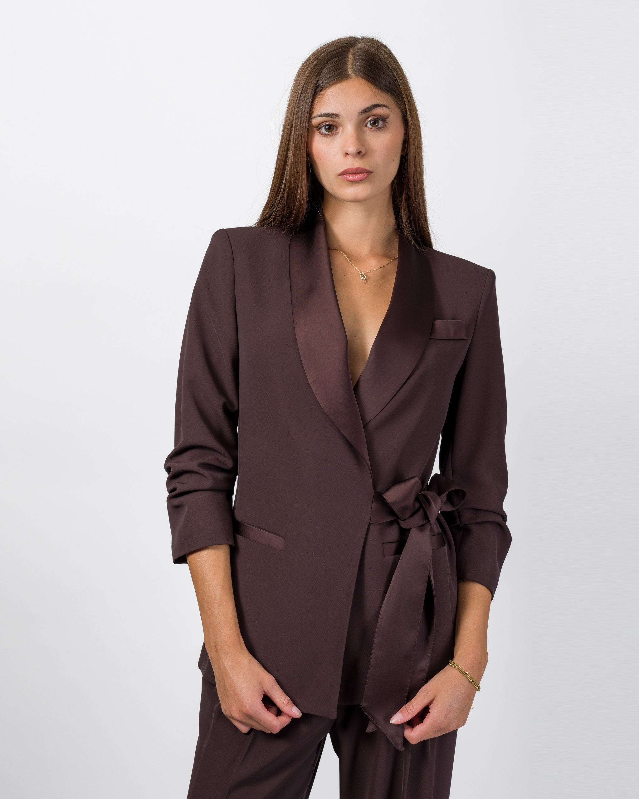 BLAZER CON FUSCIACCA E DETTAGLI IN RASO - CAROLINA - IMPERIAL