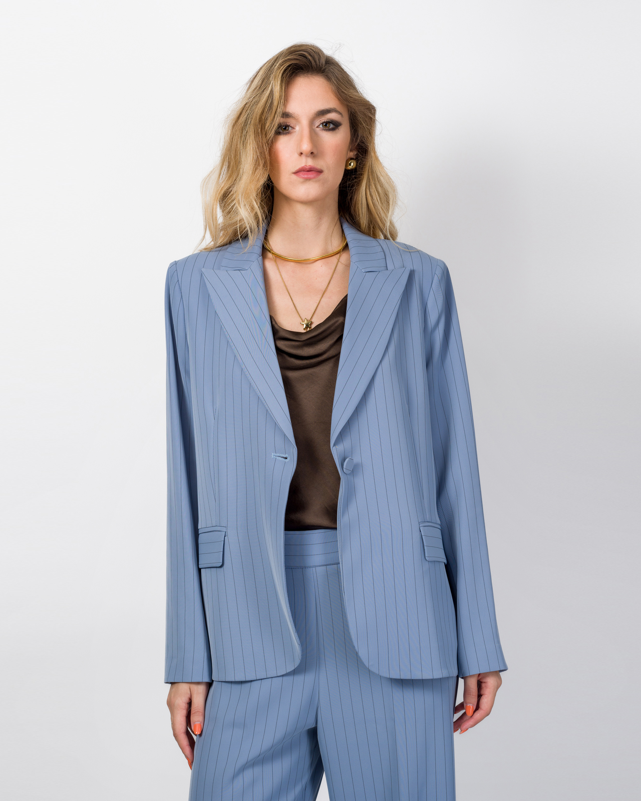 BLAZER MONOPETTO GESSATO IN CADY - LETIZIA - KONTATTO