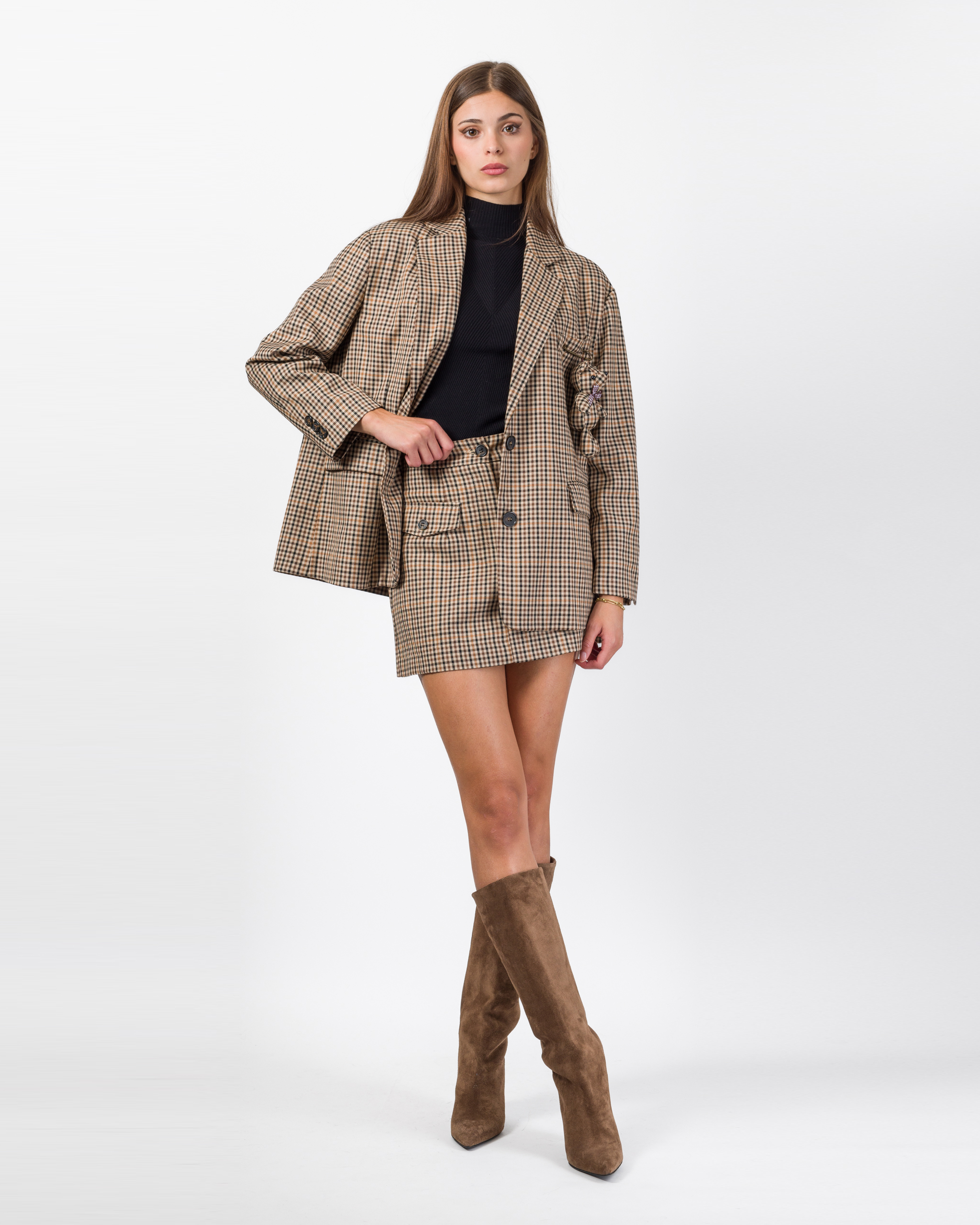 Alternative view of BLAZER A QUADRI CON SPILLA TEDDY - IRMA - DIXIE