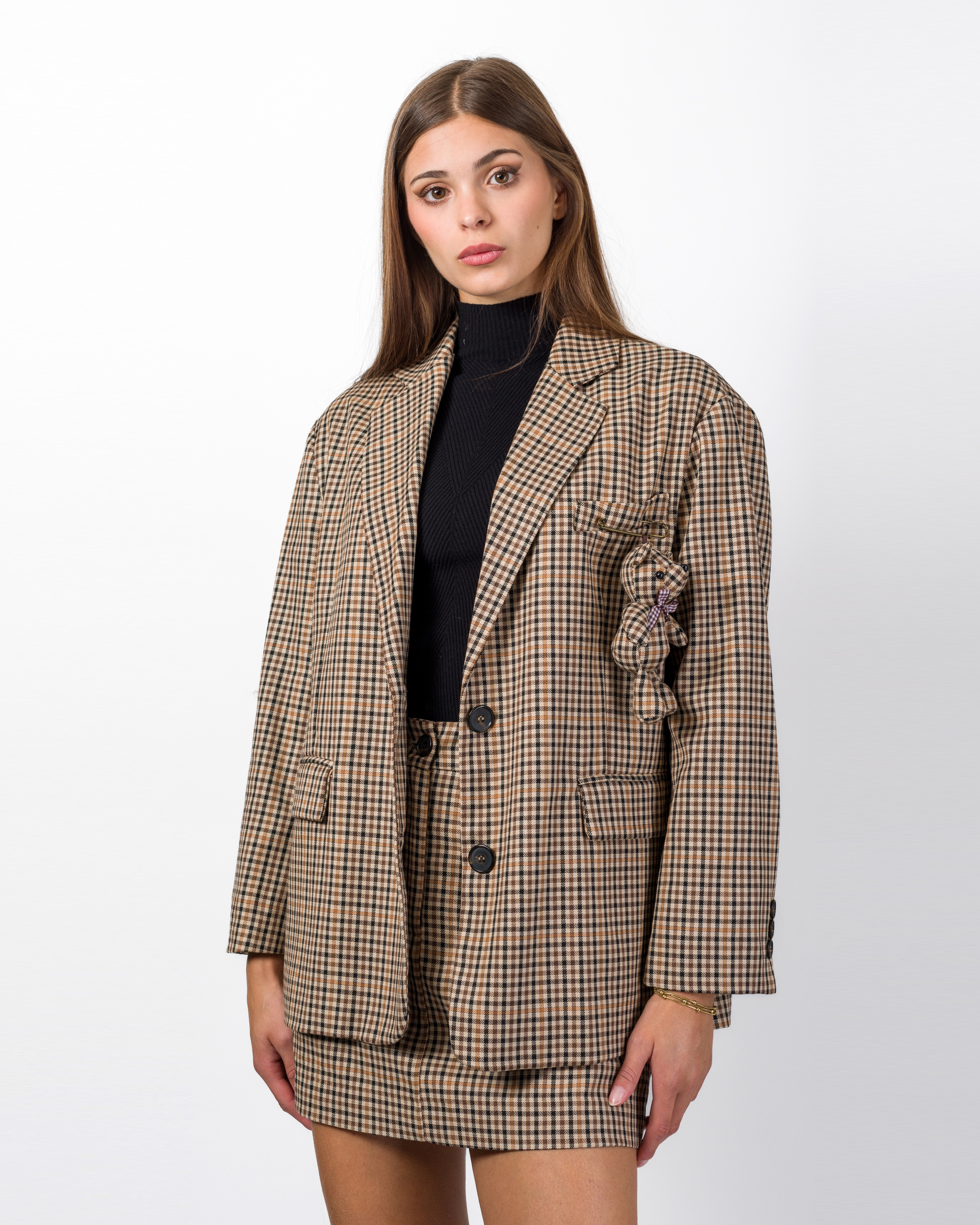 BLAZER A QUADRI CON SPILLA TEDDY - IRMA - DIXIE