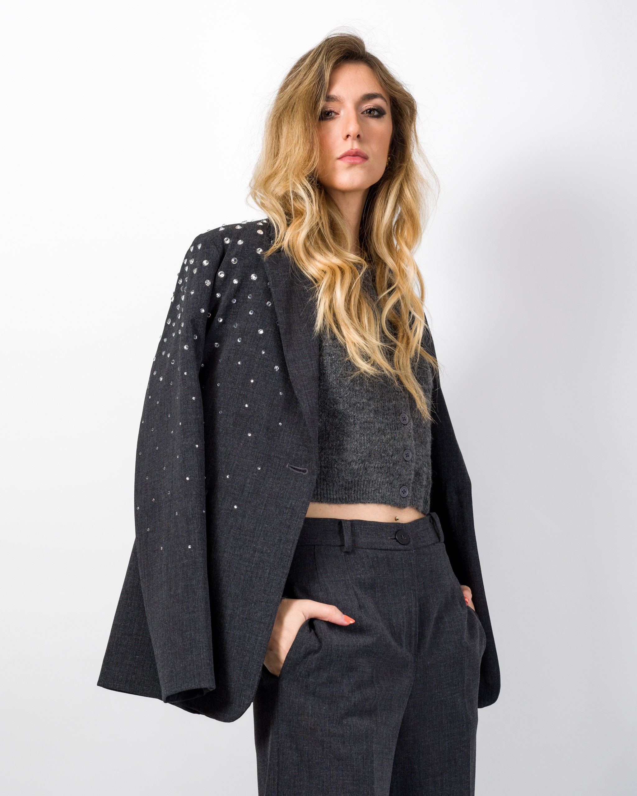 BLAZER MONOPETTO CON DETTAGLIO STRASS - ANYA - HAVEONE
