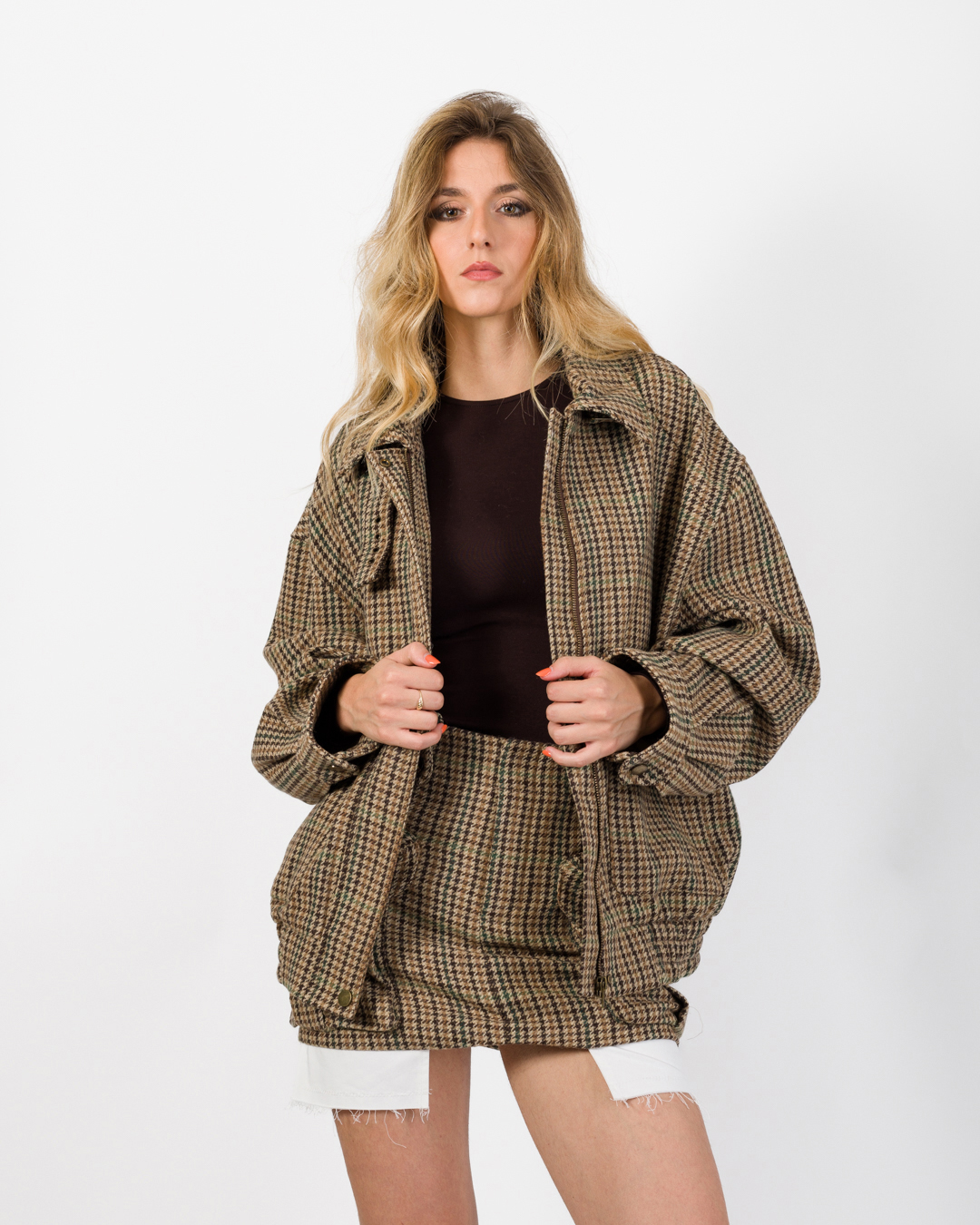 BOMBER OVERSIZE PIED DE POULE - GINNY - ELEH