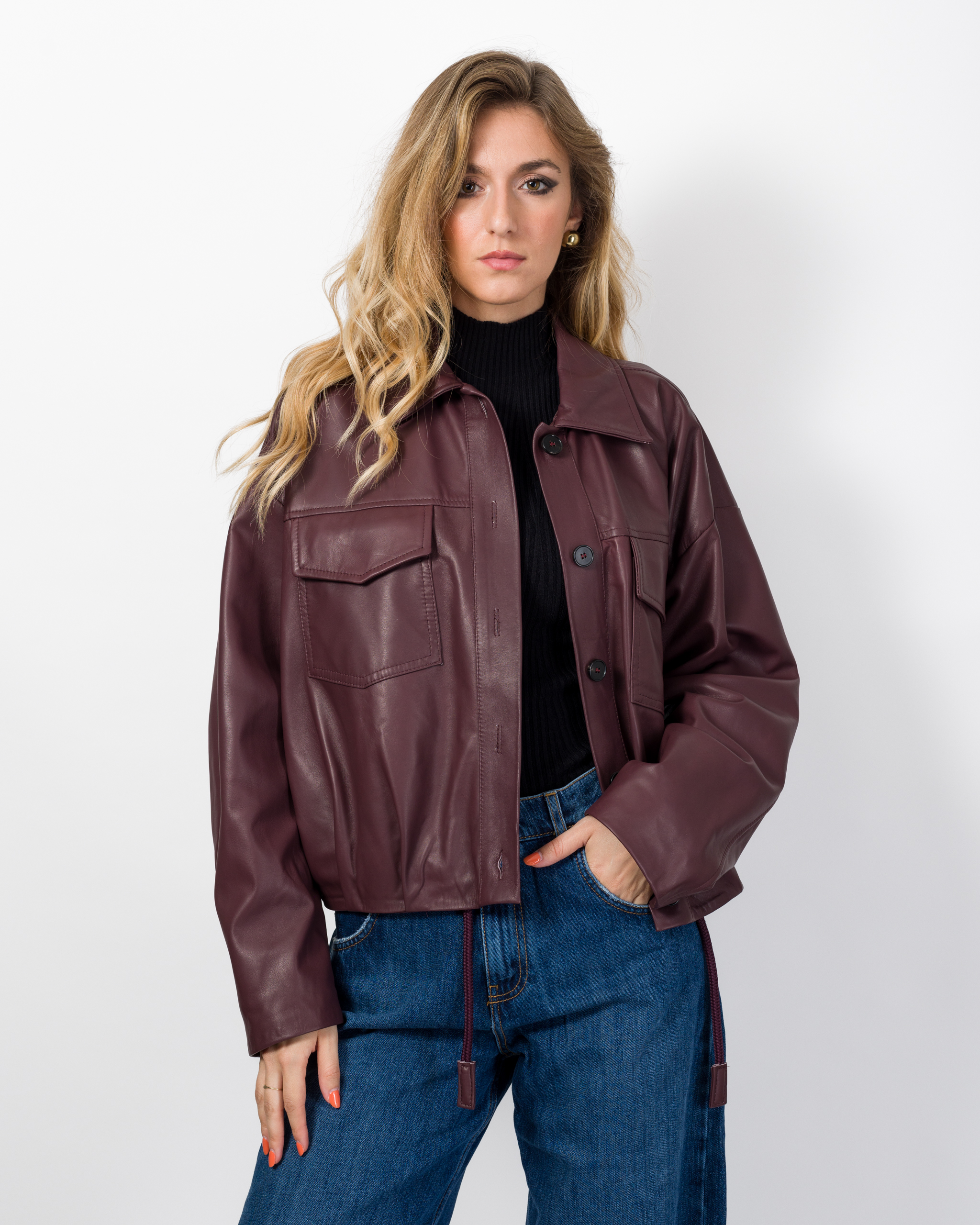 BOMBER IN VERA PELLE CON ARRICCIO - VICOLO