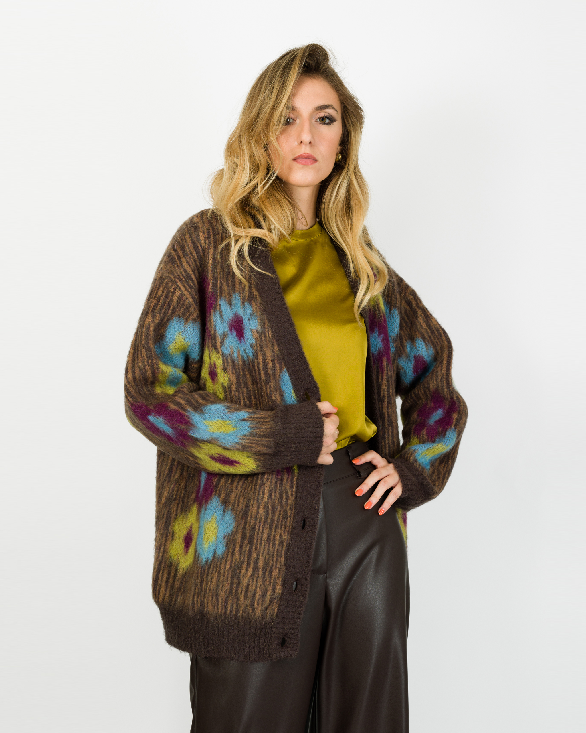 CARDIGAN MACULATO CON FIORI - KONTATTO