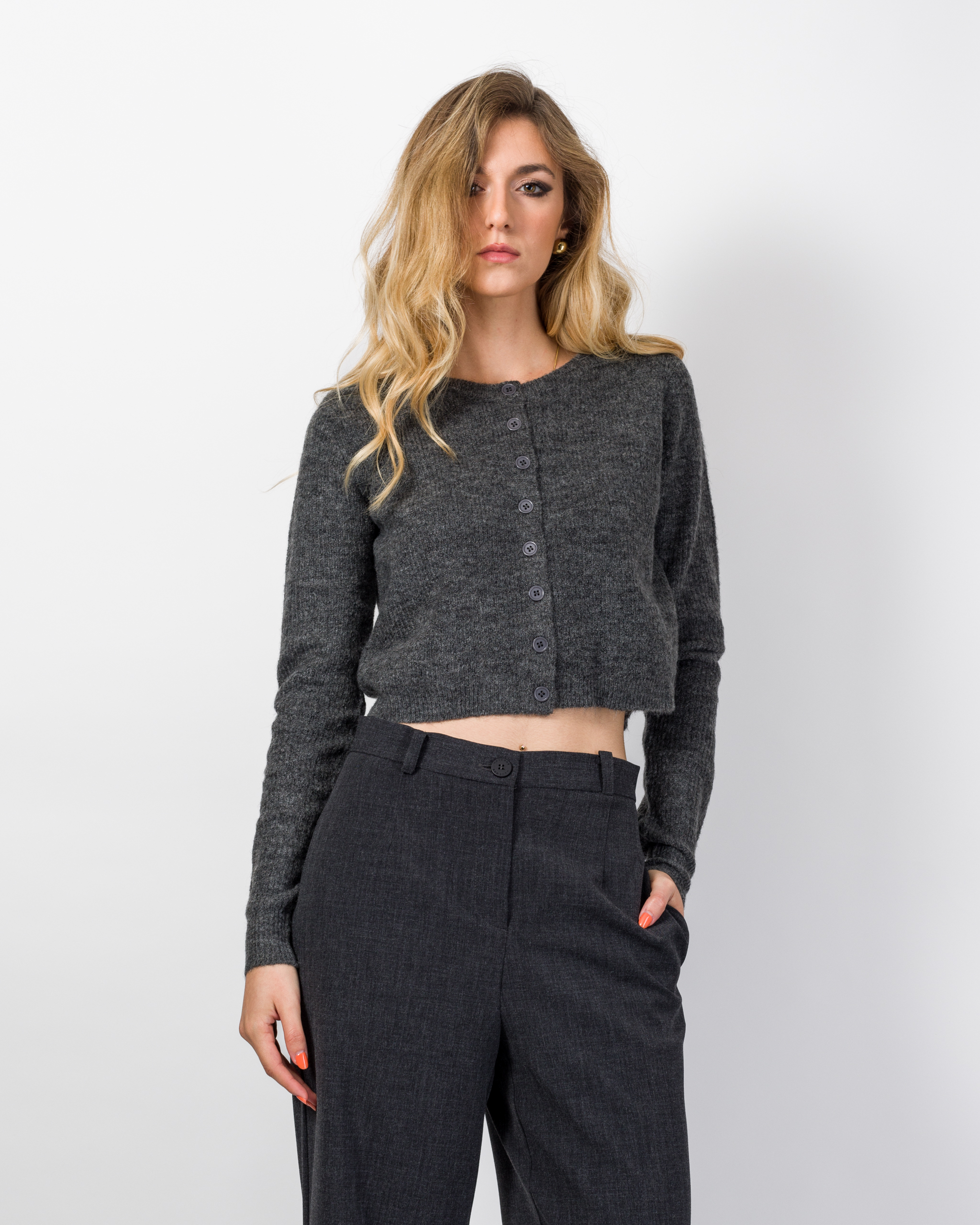 CARDIGAN CROPPED GIROCOLLO MISTO LANA - ELEH