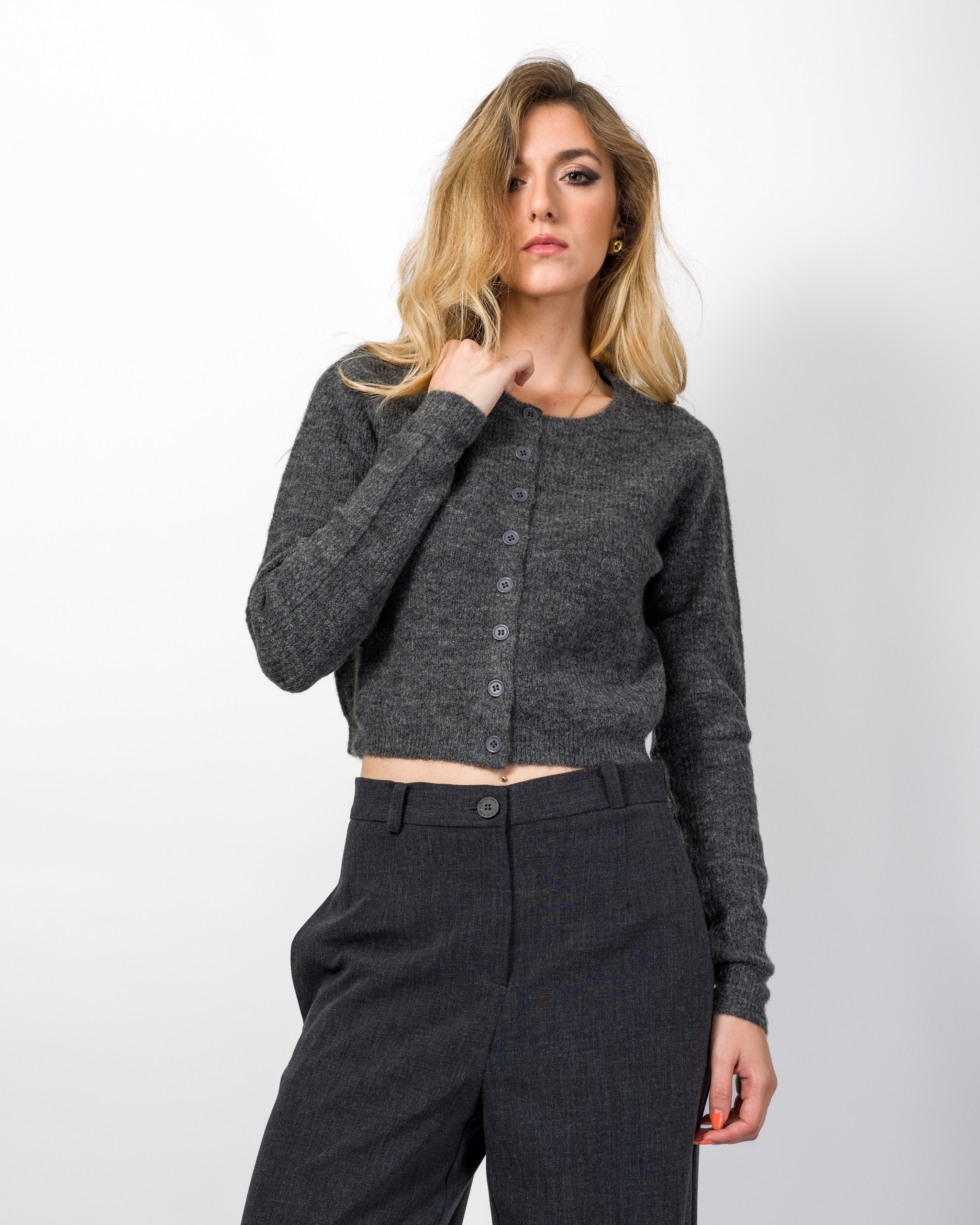 Alternative view of CARDIGAN CROPPED GIROCOLLO MISTO LANA - ELEH
