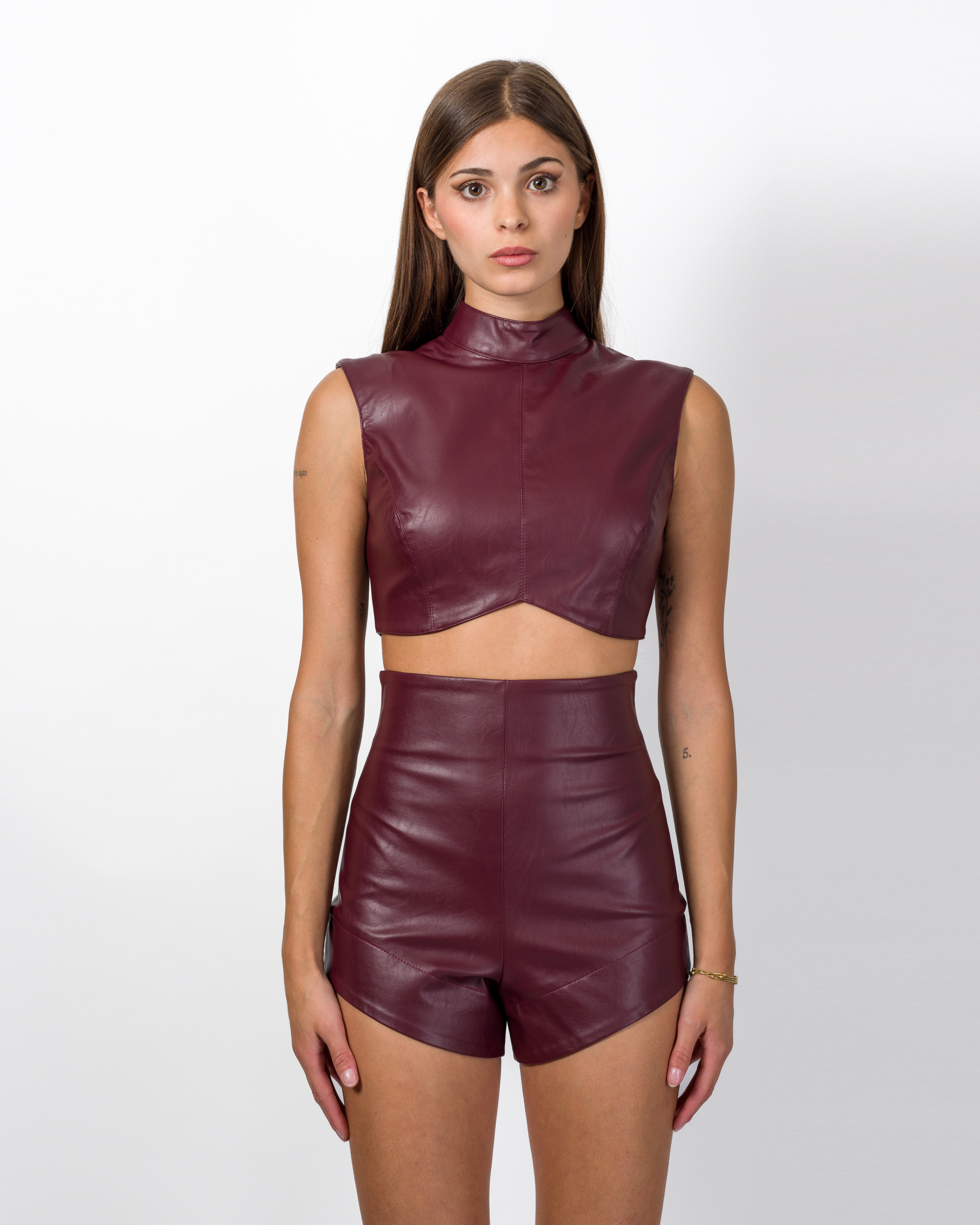 Alternative view of CROP TOP IN ECOPELLE - LARA - SILENCE LIMITED