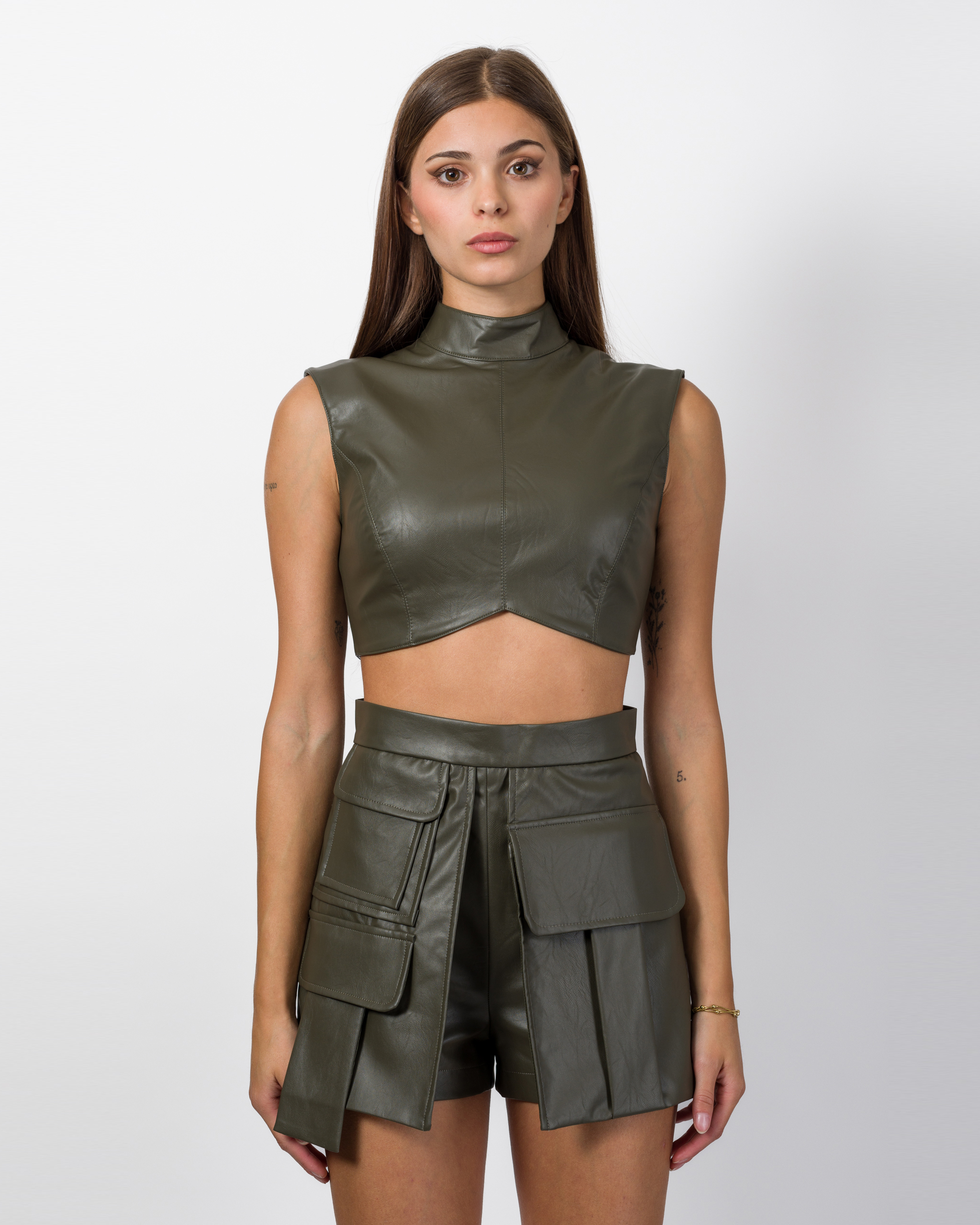 CROP TOP IN ECOPELLE - LARA - SILENCE LIMITED