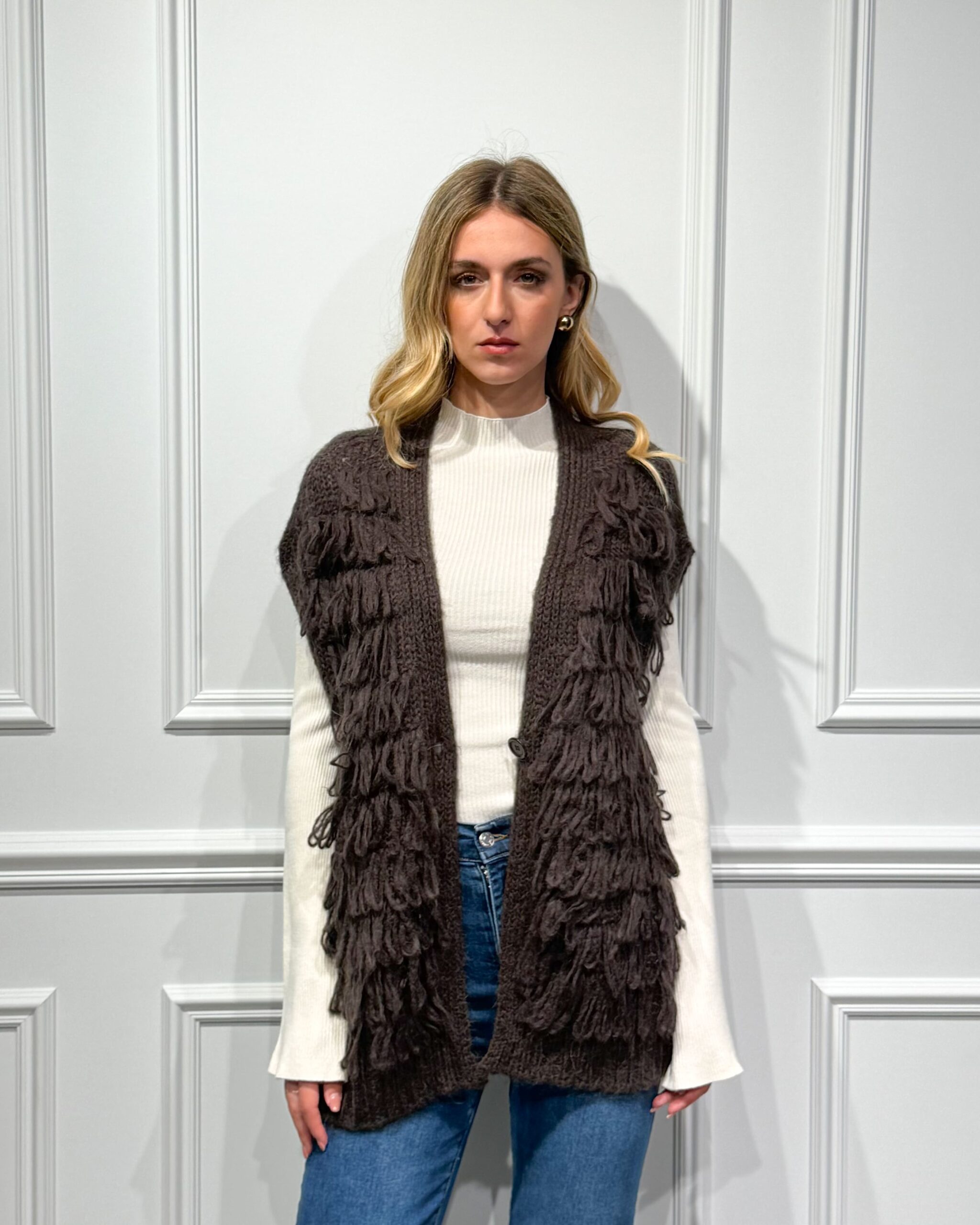 GILET SFRANGIATO PUNTO PANNOCCHIA MISTO MOHAIR - KONTATTO