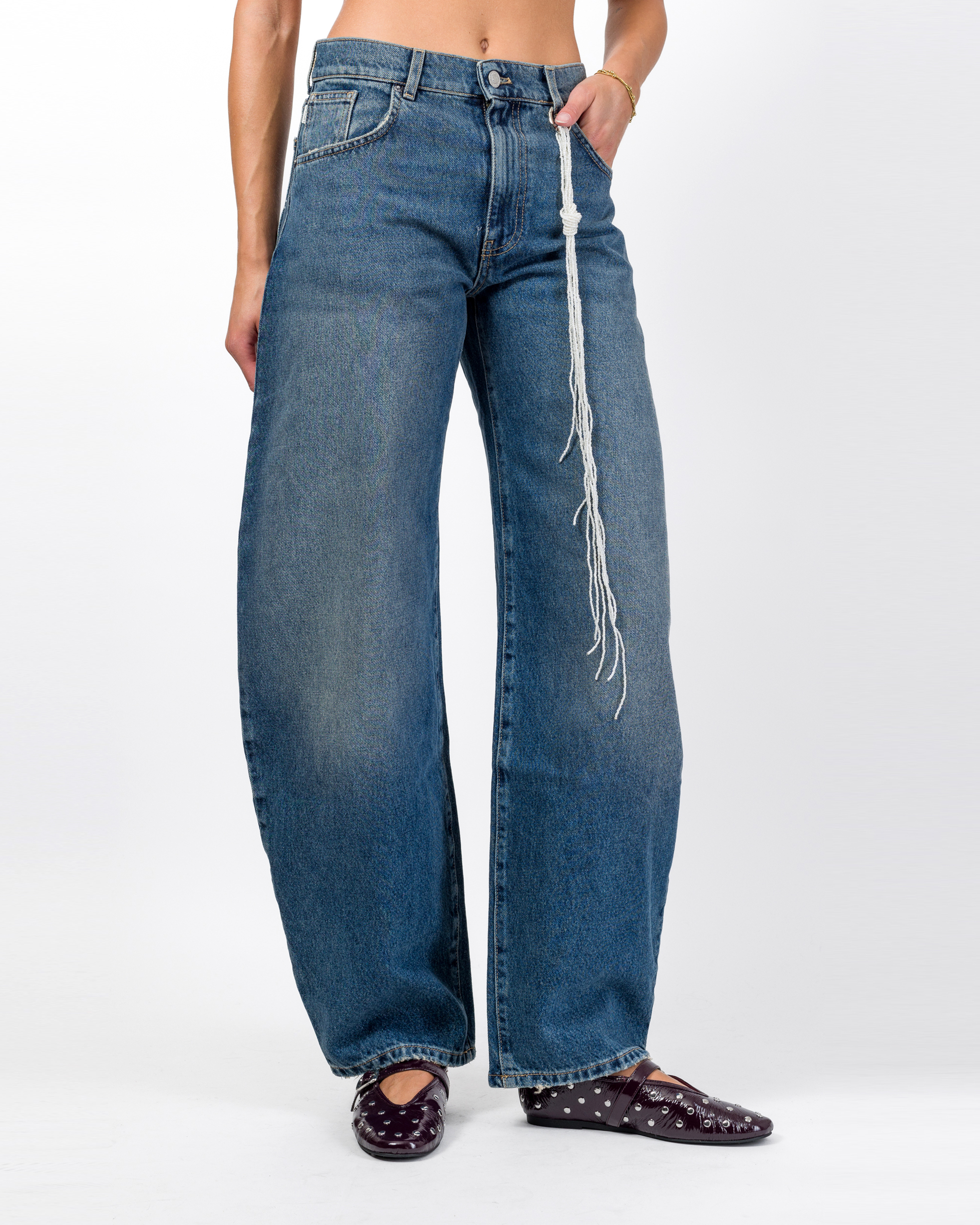 JEANS BALLOON CON DETTAGLIO IN PERLINE - DENISE - VICOLO