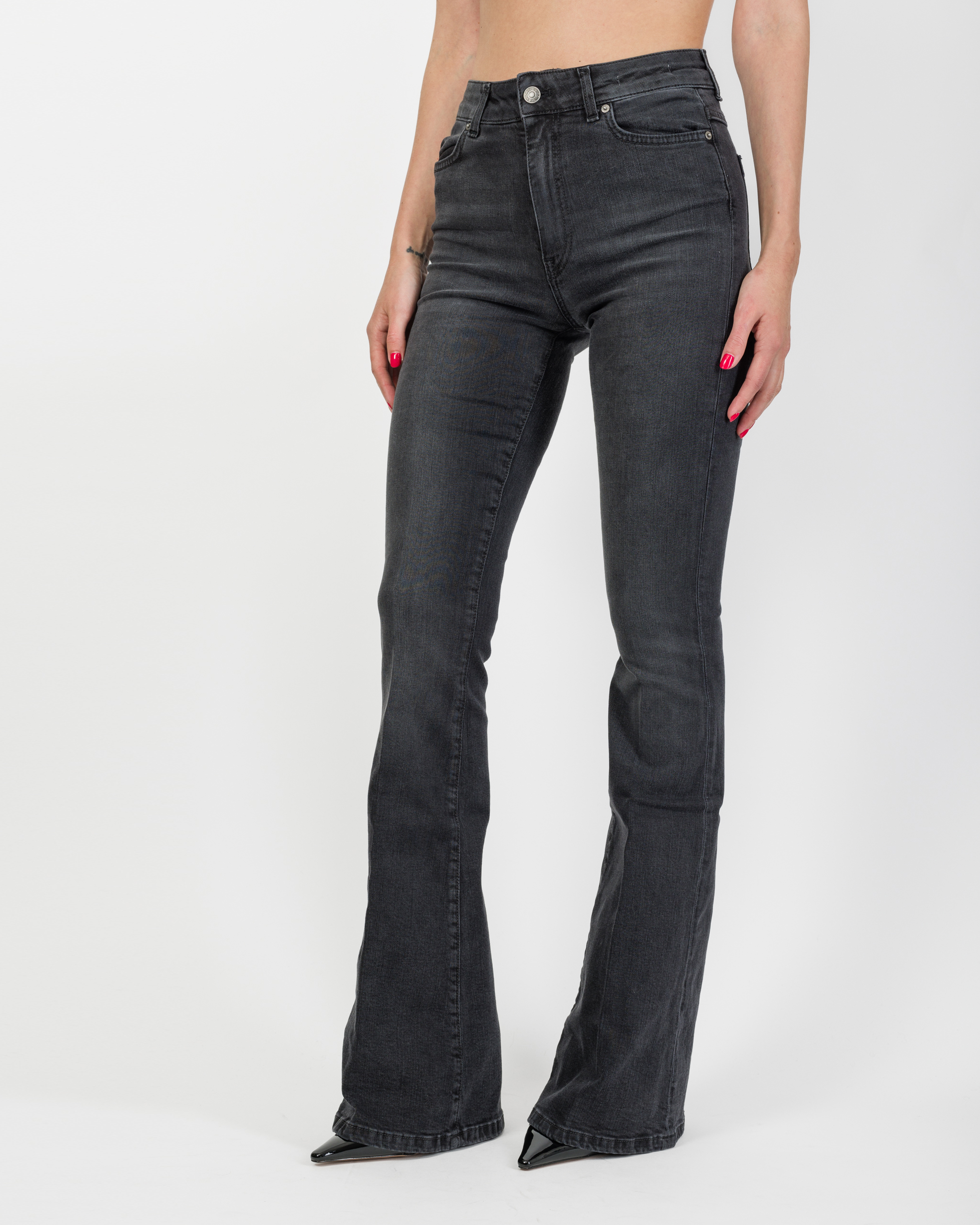 JEANS FLARE NERO - GISELE - VICOLO