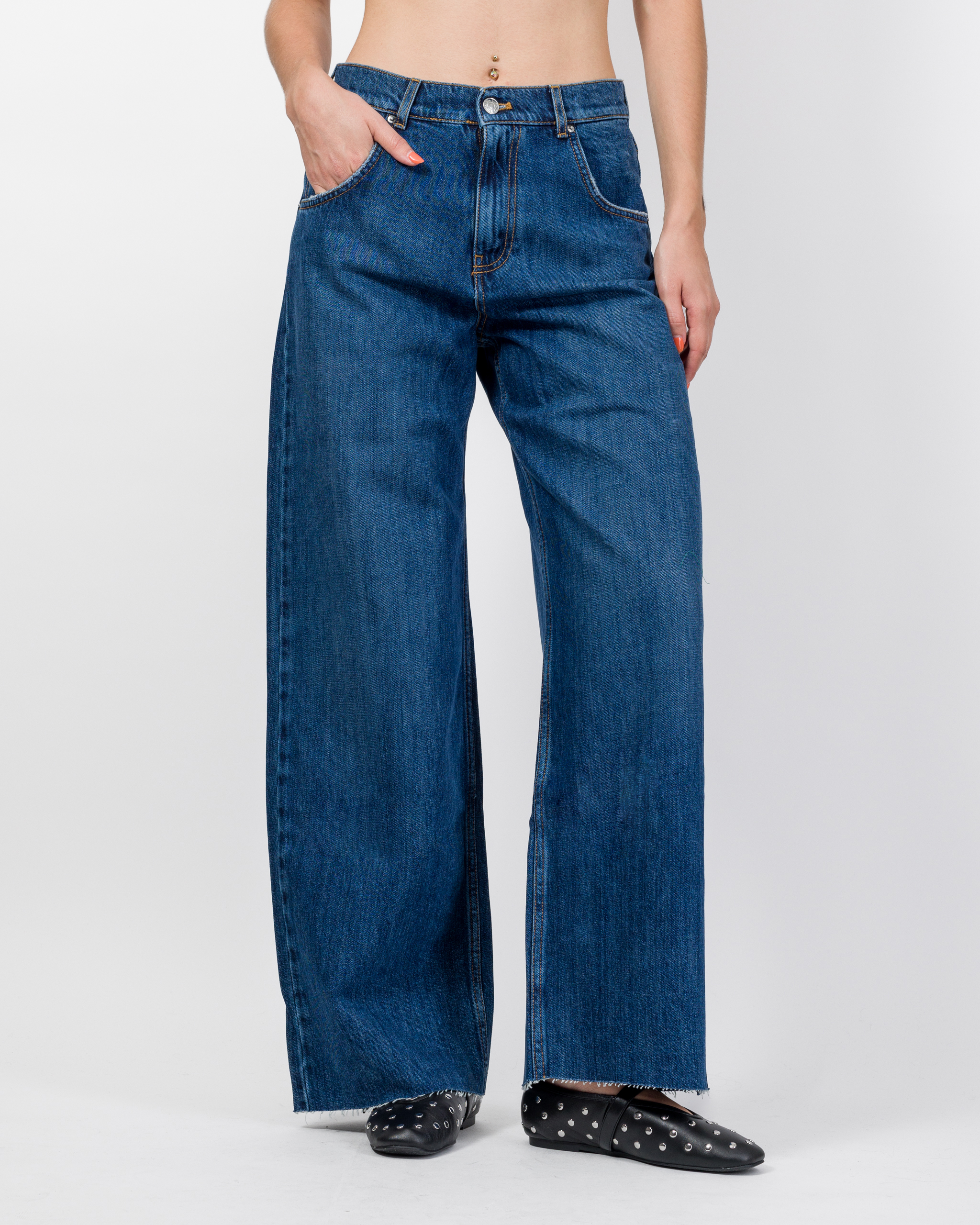 Alternative view of JEANS WIDE-LEG CON ORLI A TAGLIO VIVO - MIA - VICOLO