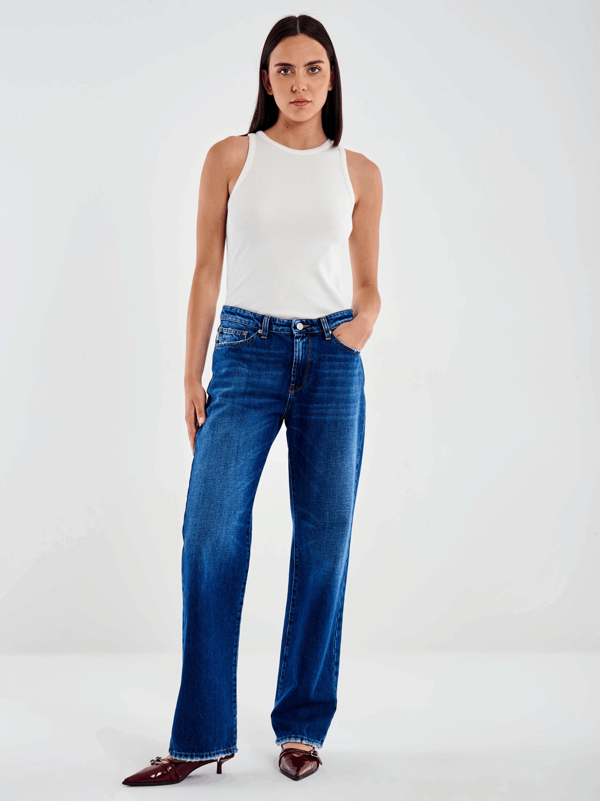 Alternative view of JEANS STRAIGHT-LEG MID RISE - ALEX - VICOLO