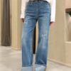 JEANS WIDE-LEG CON RISVOLTO E ROTTURE - PHILIA LOFT