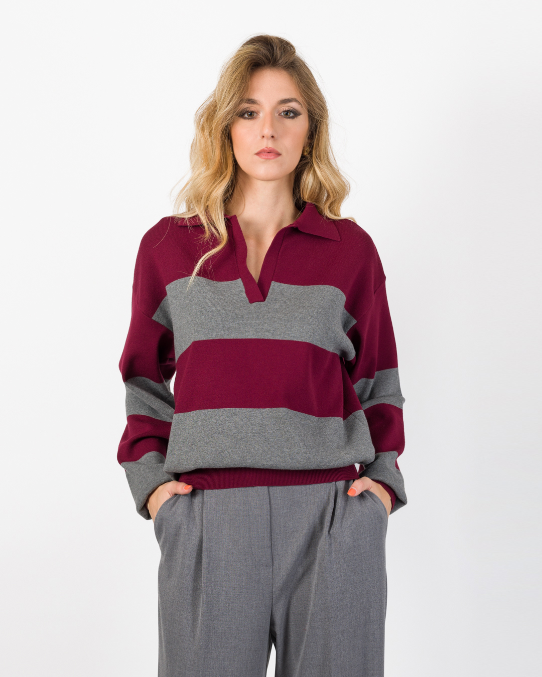 MAGLIA POLO A RIGHE MISTO VISCOSA - KONTATTO