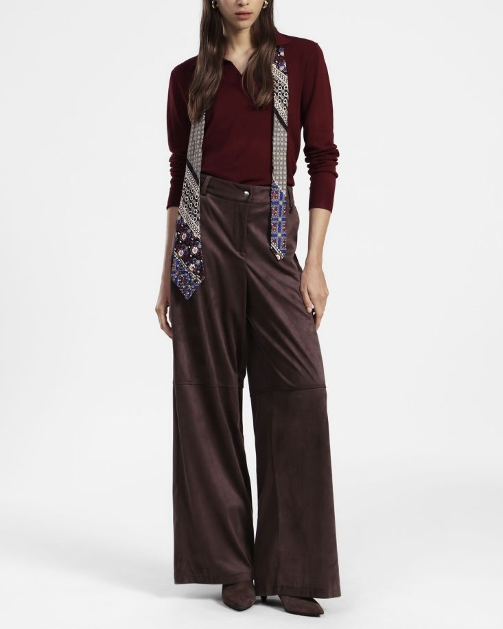 PANTALONE WIDE-LEG EFFETTO SUEDE - KAREN - DIXIE