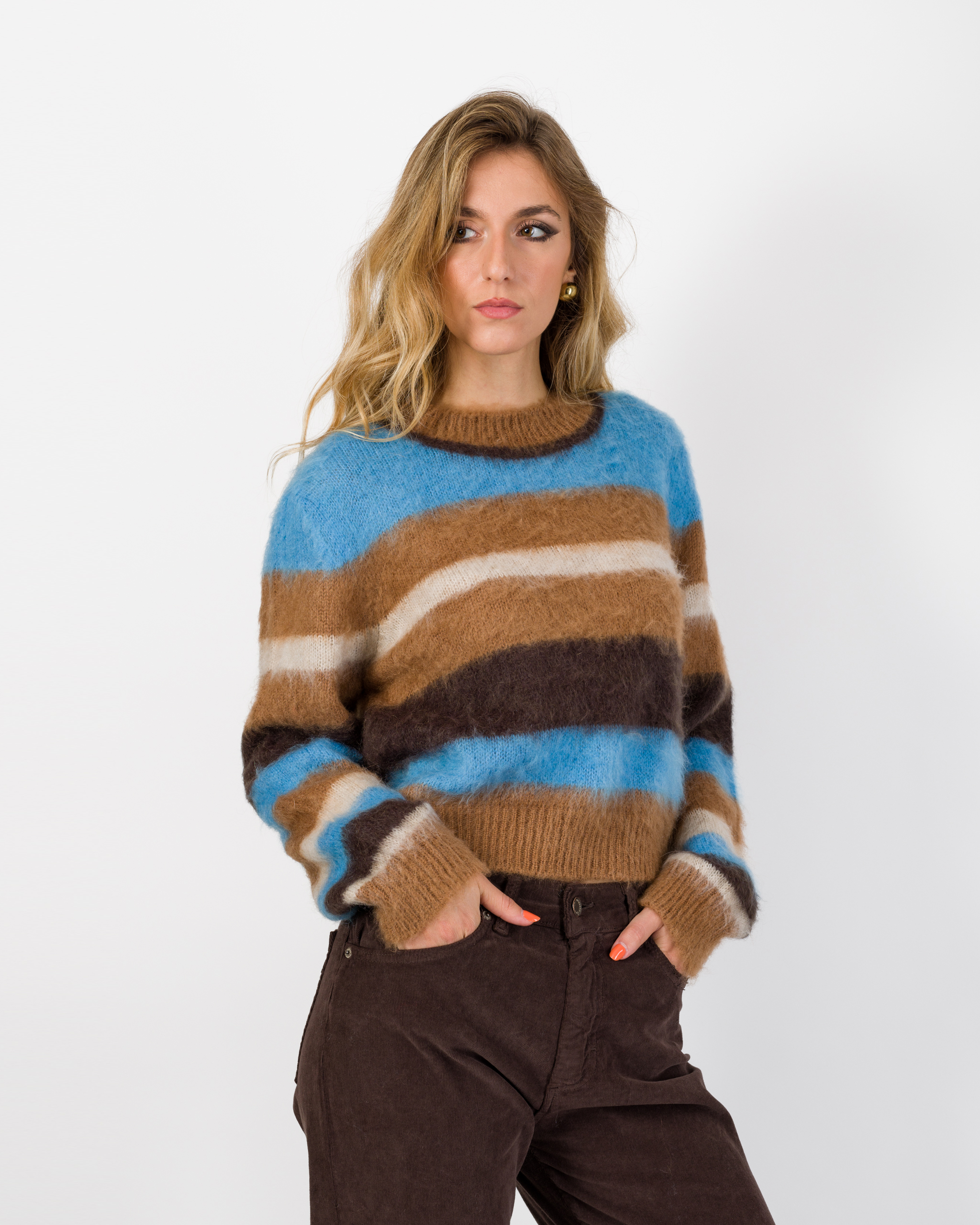 PULL A RIGHE MISTO MOHAIR - KONTATTO