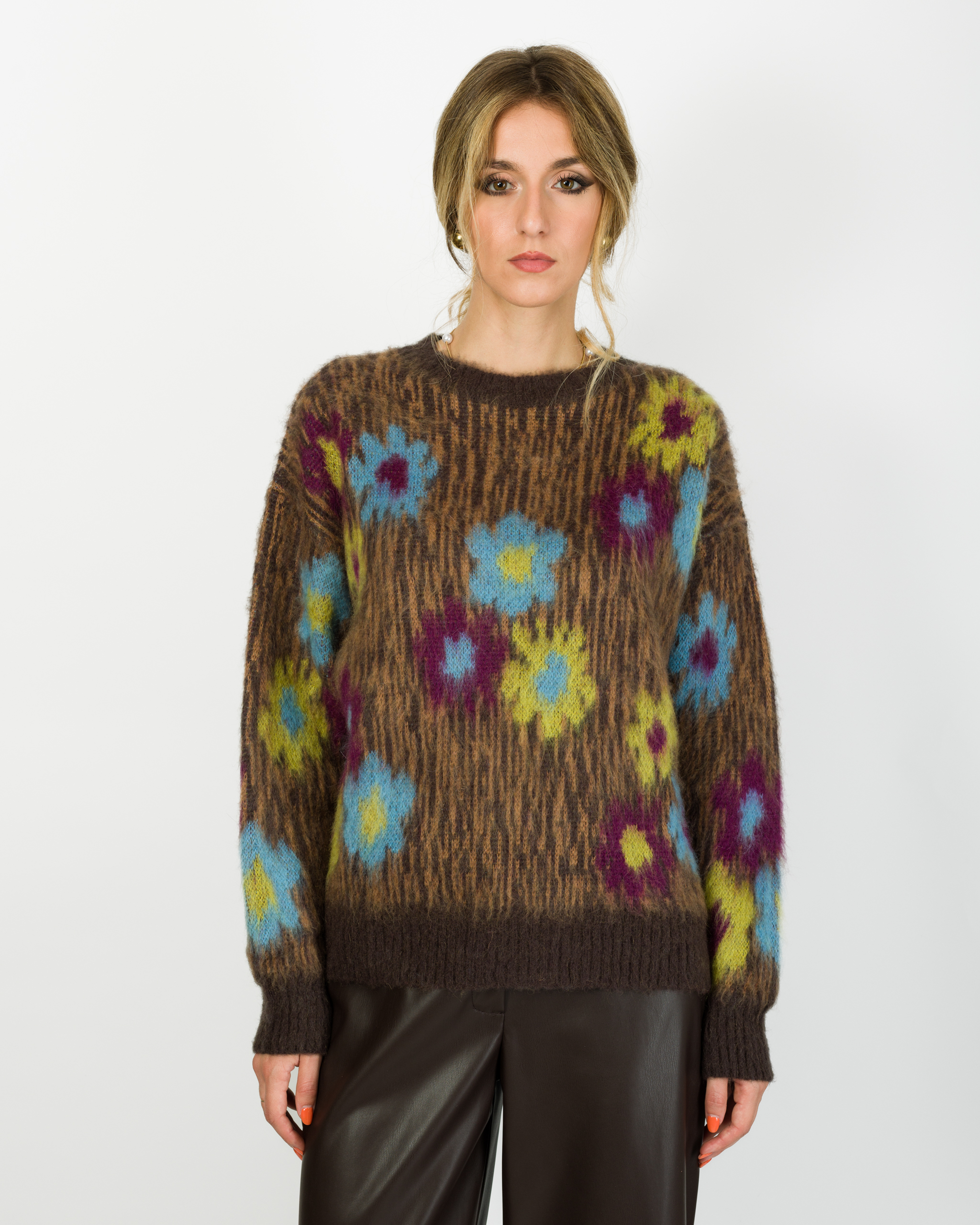 PULL GIROCOLLO MACULATO E FIORI - KONTATTO