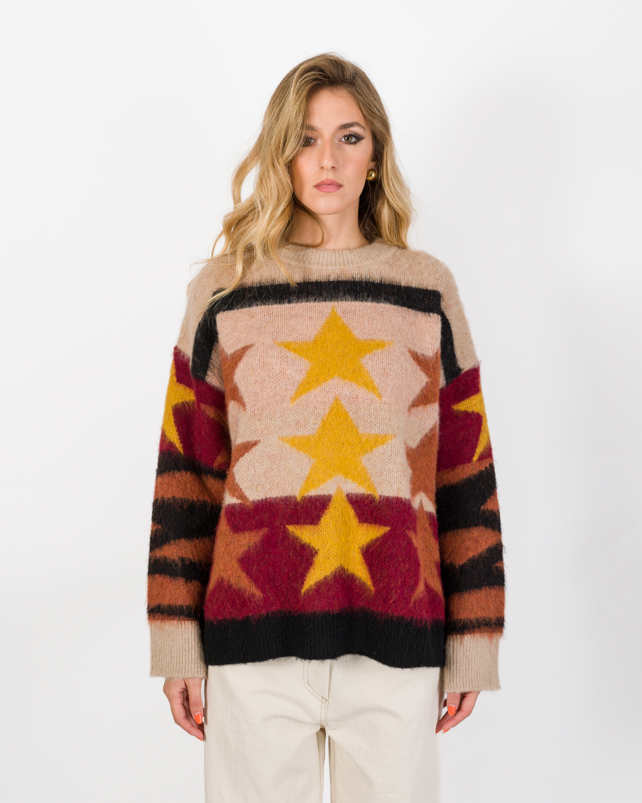 Alternative view of PULL GIROCOLLO CON STELLE MISTO LANA - THE LOOM ARCHIVE