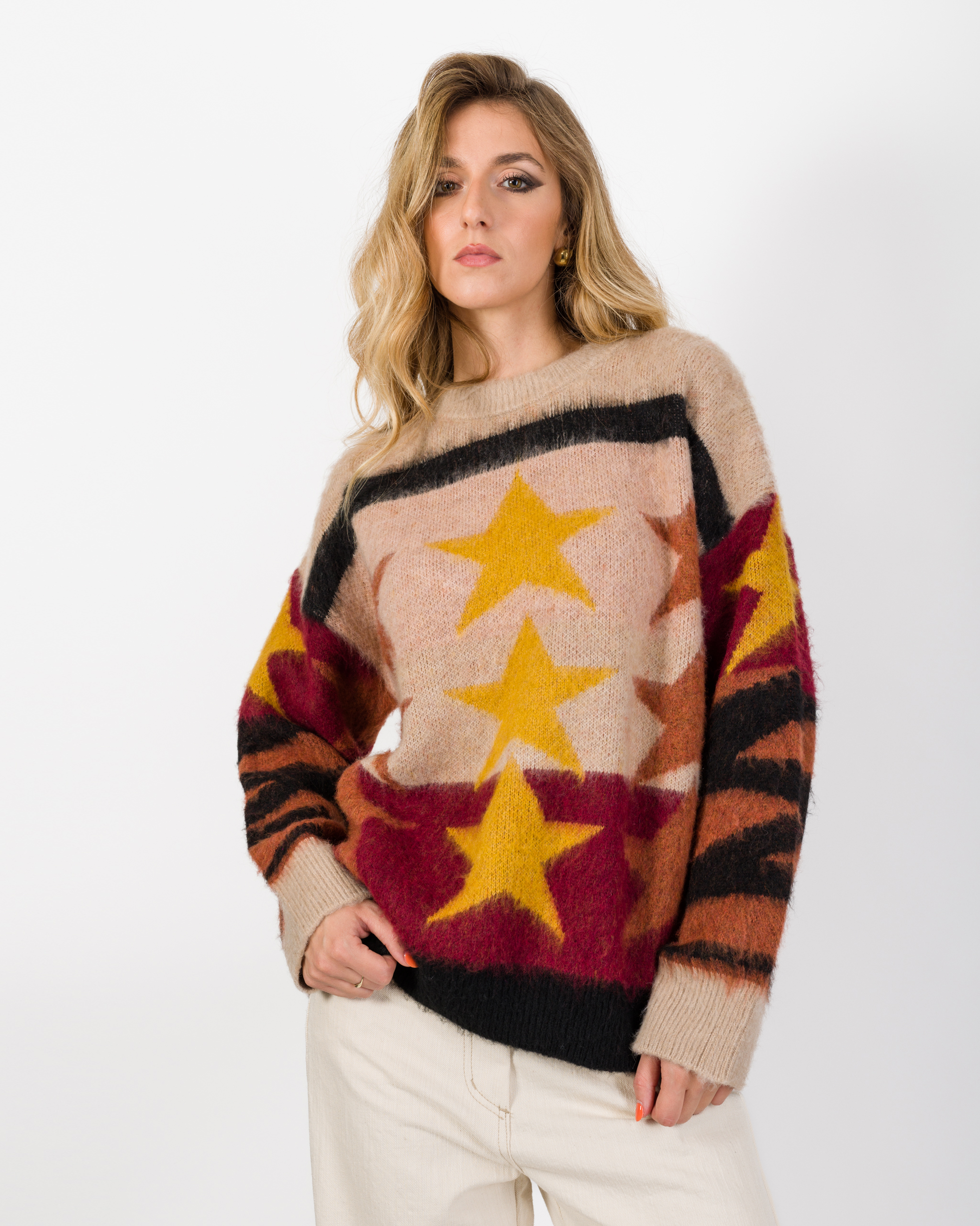 PULL GIROCOLLO CON STELLE MISTO LANA - THE LOOM ARCHIVE
