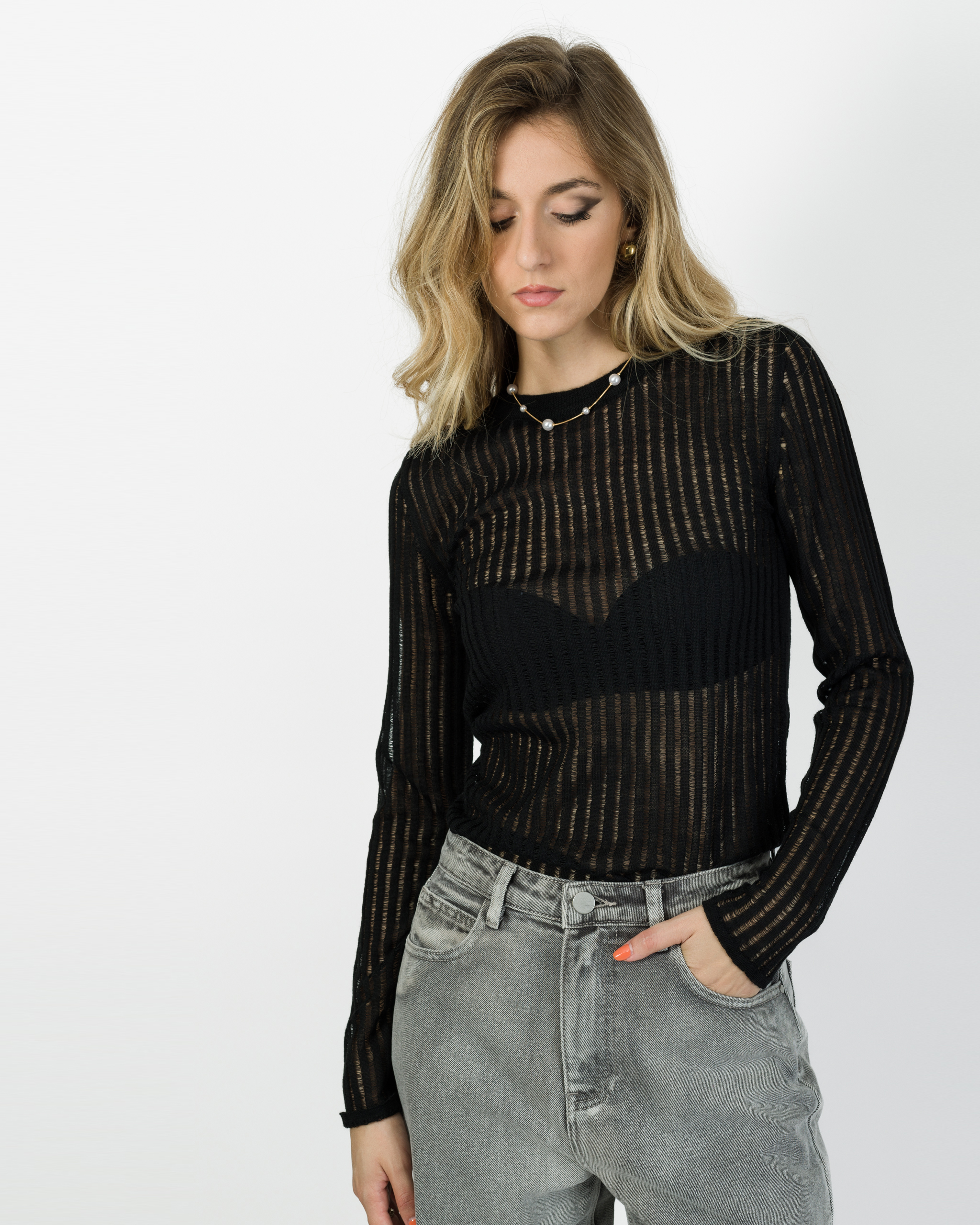 Alternative view of MAGLIA GIROCOLLO TRAFORATA - DIXIE