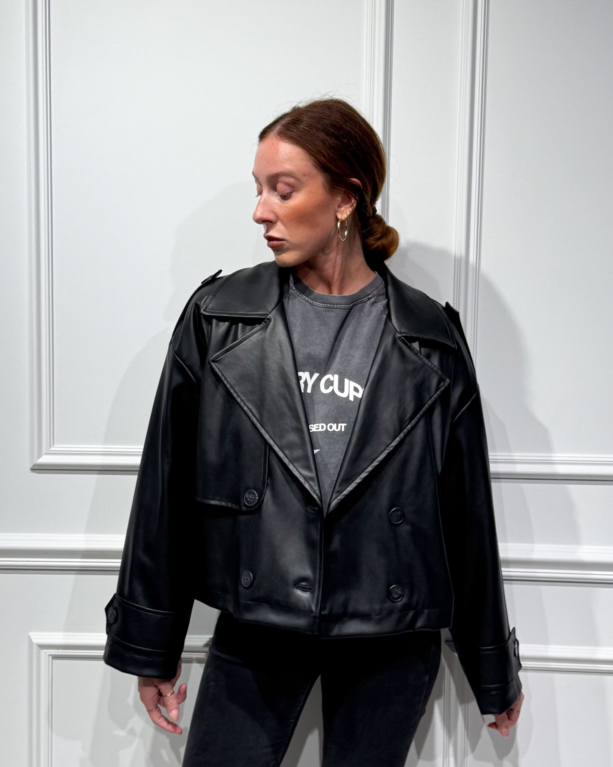 Alternative view of TRENCH DOPPIOPETTO IN ECOPELLE - KONTATTO