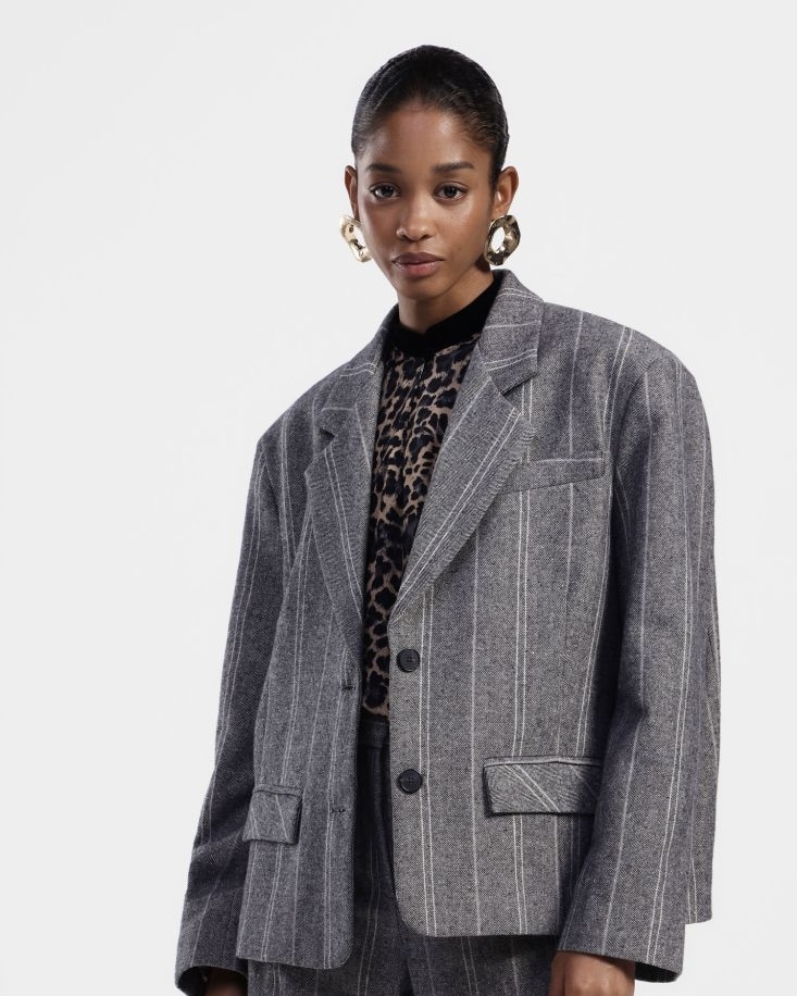 BLAZER BOXY CROPPED SPIGATO CON RIGA - PAMELA - DIXIE