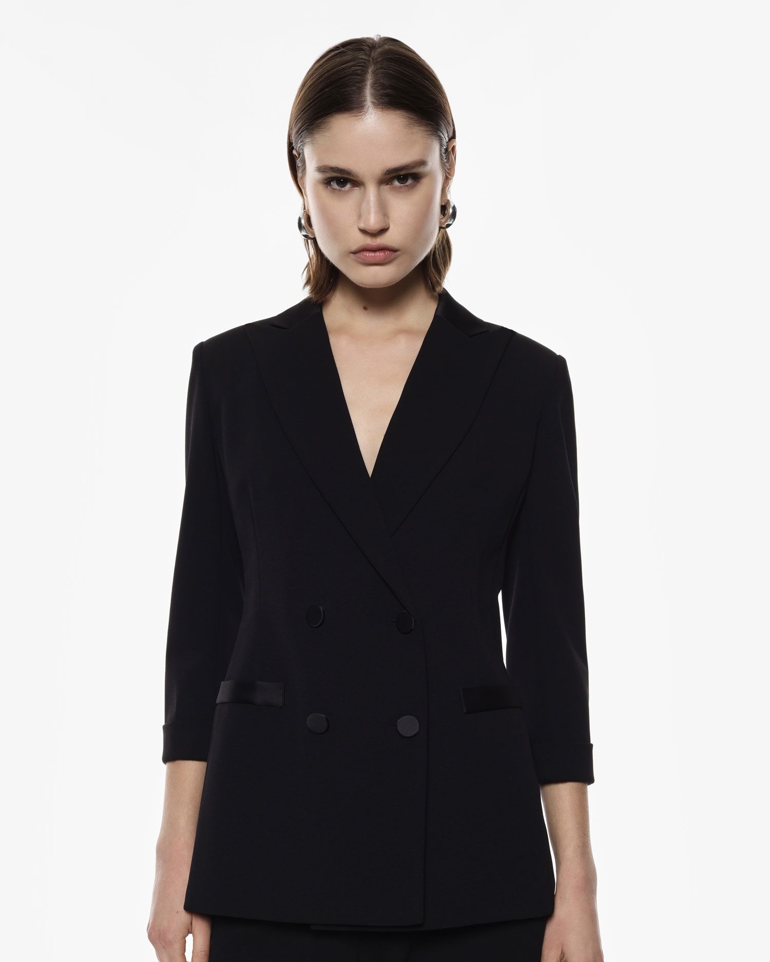 BLAZER DOPPIOPETTO CON DETTAGLI RASO - AGATA- IMPERIAL