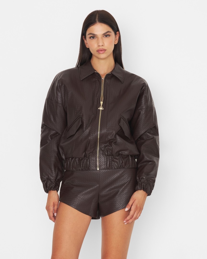 GIUBBOTTO BOMBER TRAPUNTATO IN ECOPELLE - SILENCE LIMITED