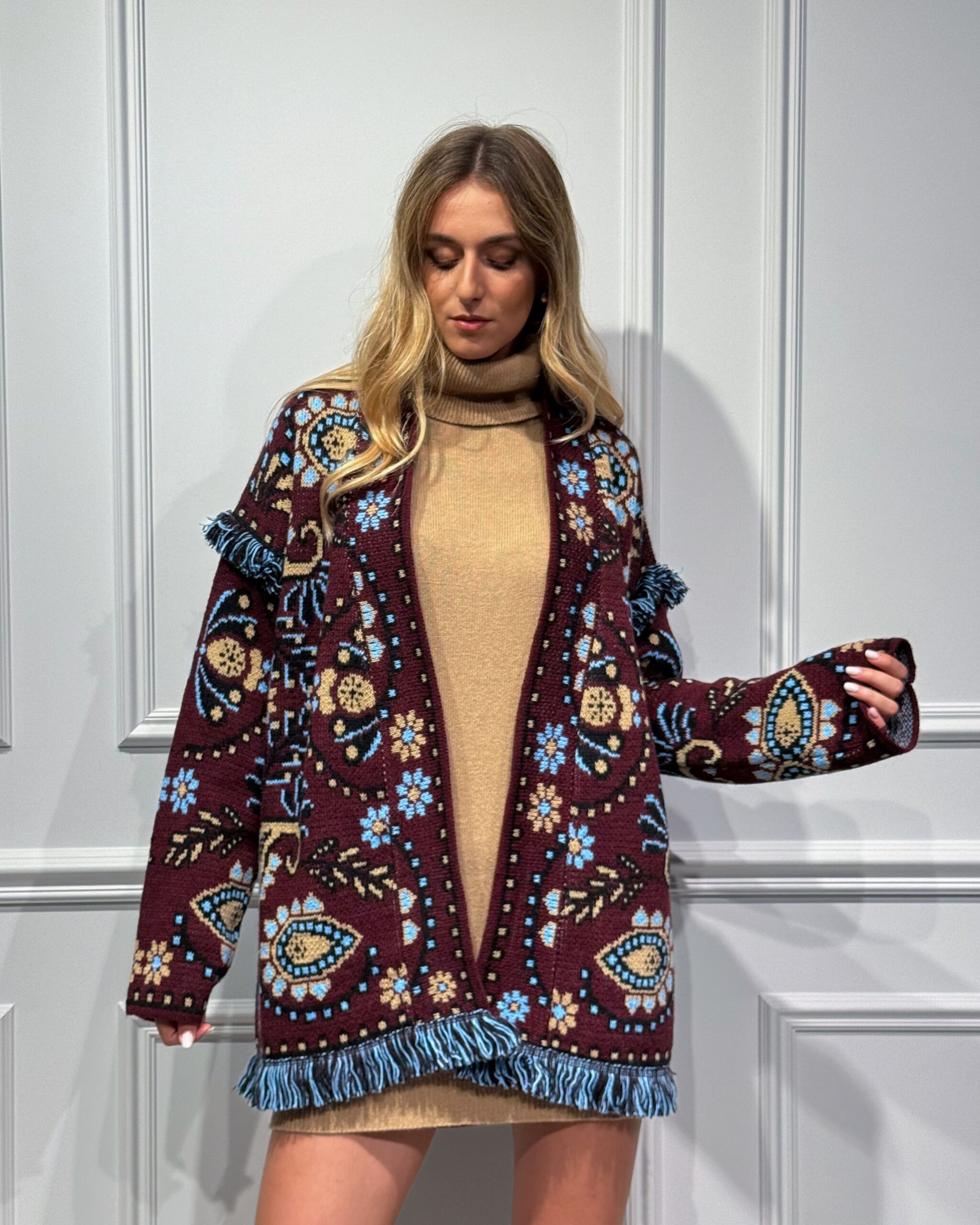 CARDIGAN JACQUARD CON MOTIVO FLOREALE - TENSIONE IN