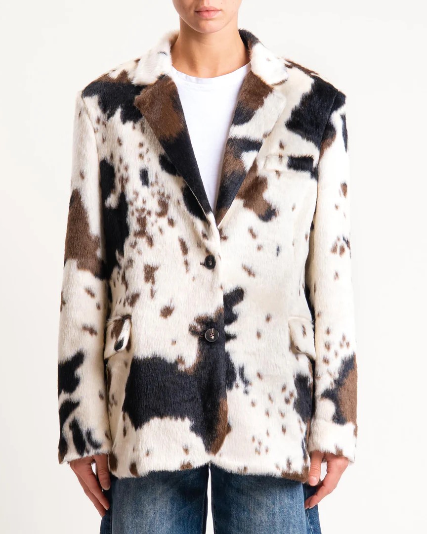 GIACCA CAPPOTTO COW PRINT IN CAVALLINO - TENSIONE IN