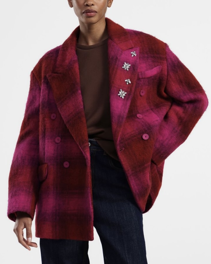 GIACCA CAPPOTTO MISTO LANA CON SPILLE GIOIELLO - DIXIE
