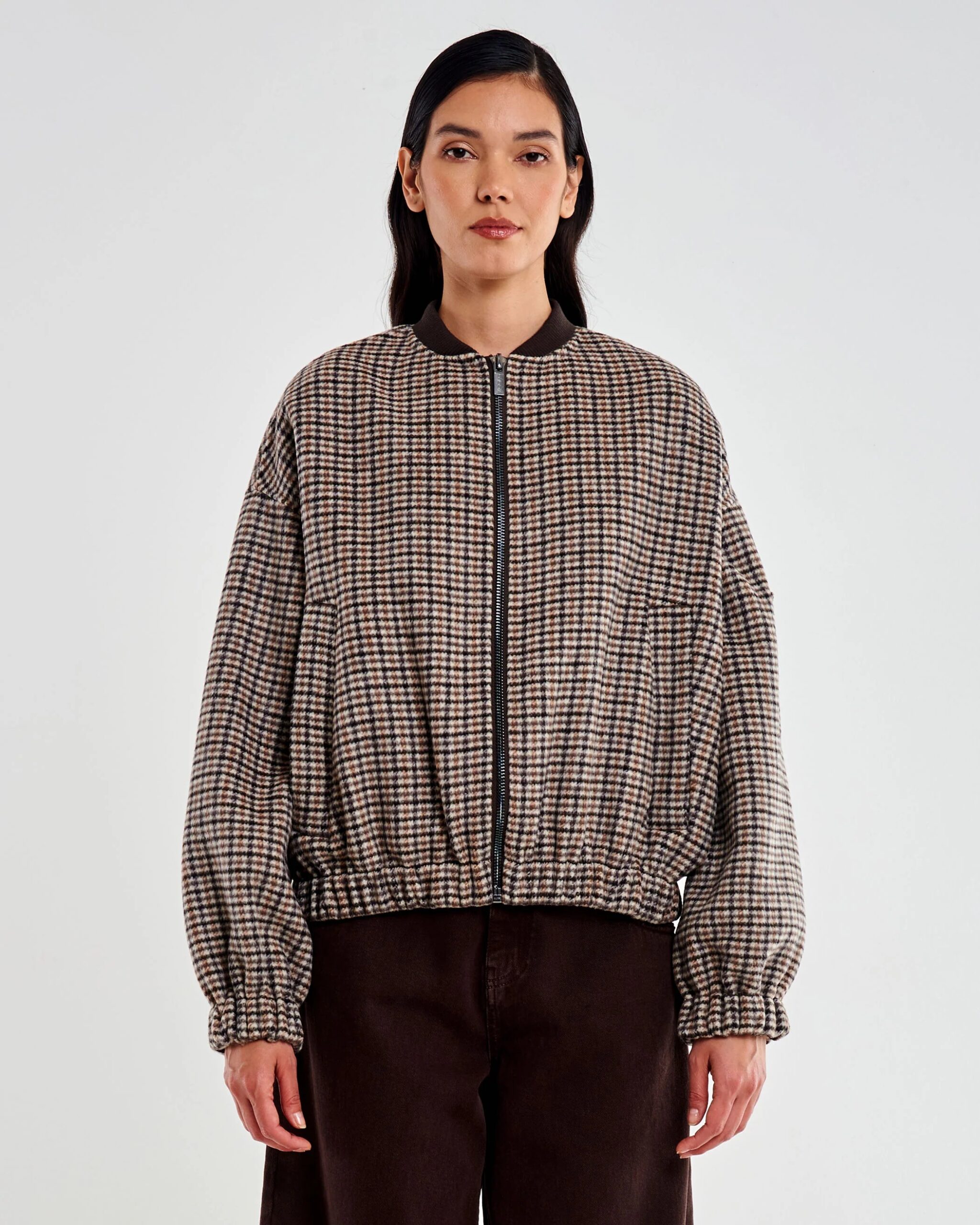 Alternative view of GIUBBOTTO BOMBER MISTO LANA A QUADRETTI - VICOLO