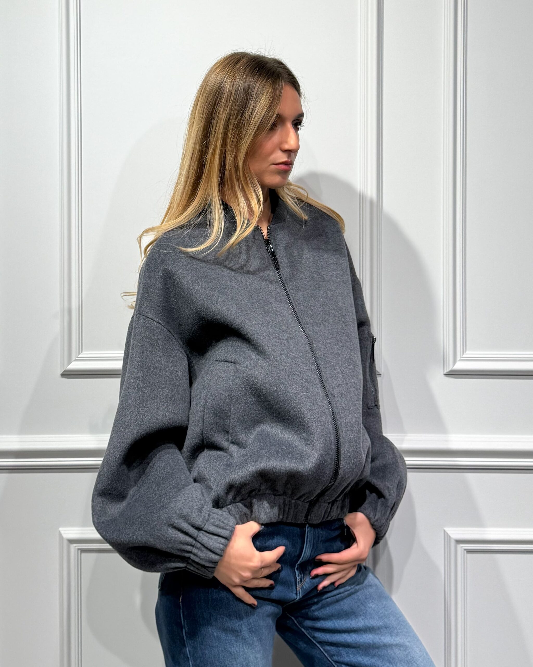 Alternative view of GIUBBOTTO BOMBER MISTO LANA - VICOLO